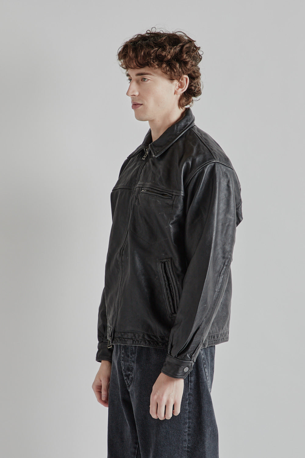 Frizmworks Destroyed Cowhide Leather Jacket Washed Black 3