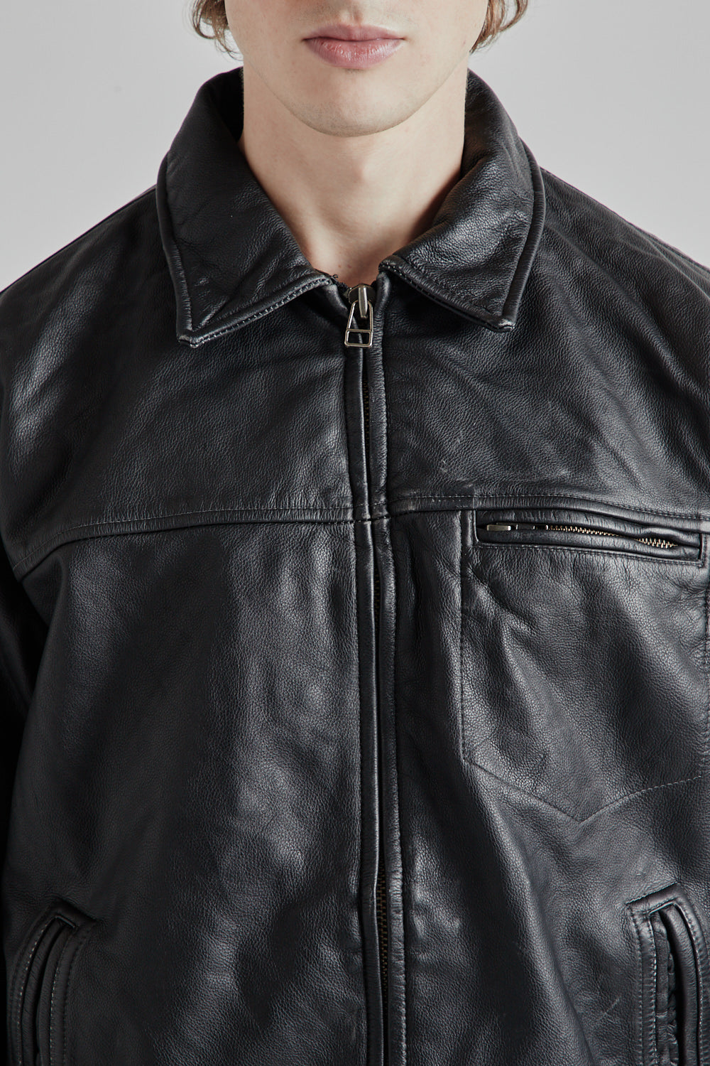 Frizmworks Destroyed Cowhide Leather Jacket Washed Black 6