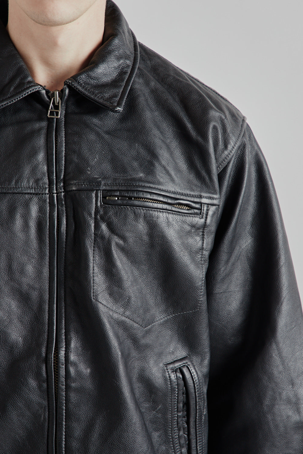 Frizmworks Destroyed Cowhide Leather Jacket Washed Black 7