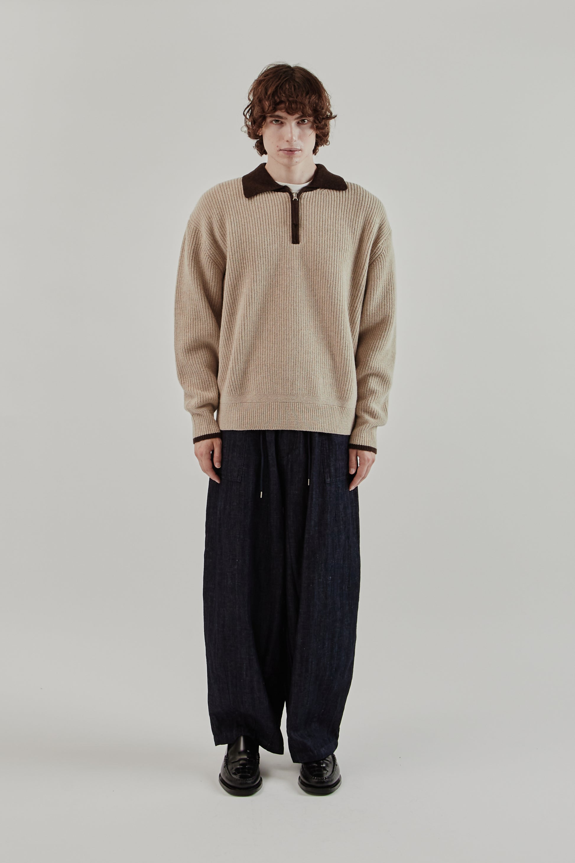 Frizmworks FW25 Contrast Collar Half Zip Knit Cocoa 11
