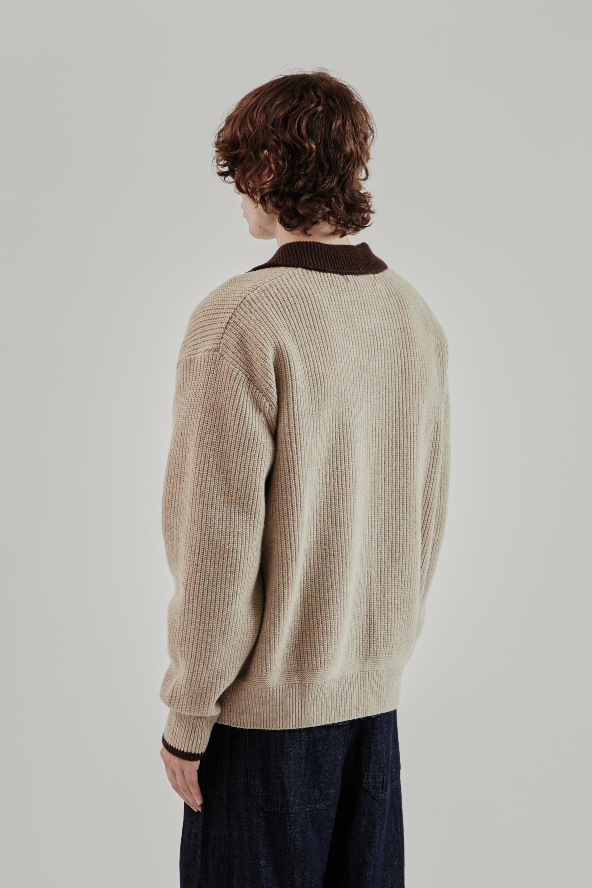 Frizmworks FW25 Contrast Collar Half Zip Knit Cocoa 4