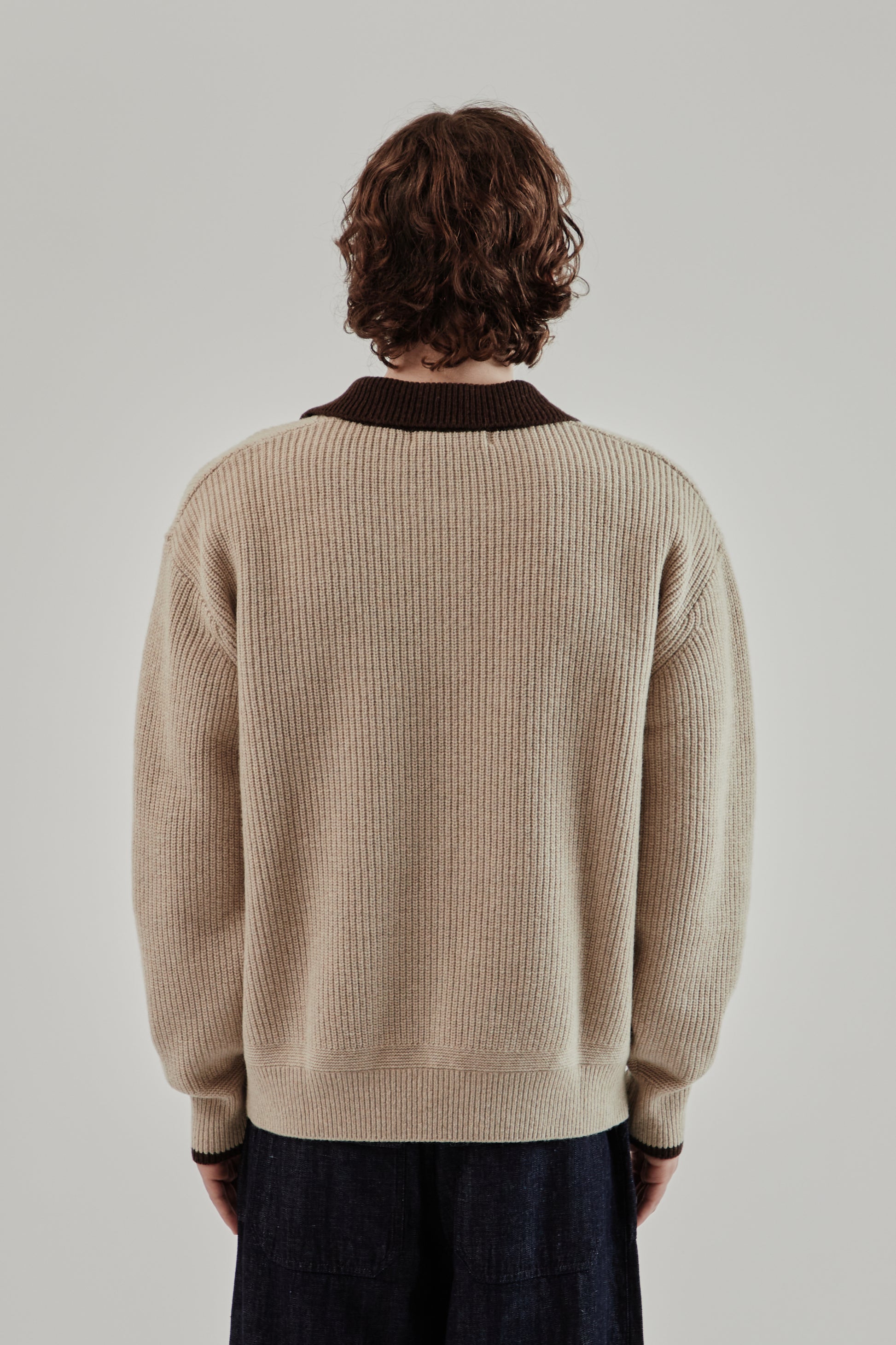 Frizmworks FW25 Contrast Collar Half Zip Knit Cocoa 5