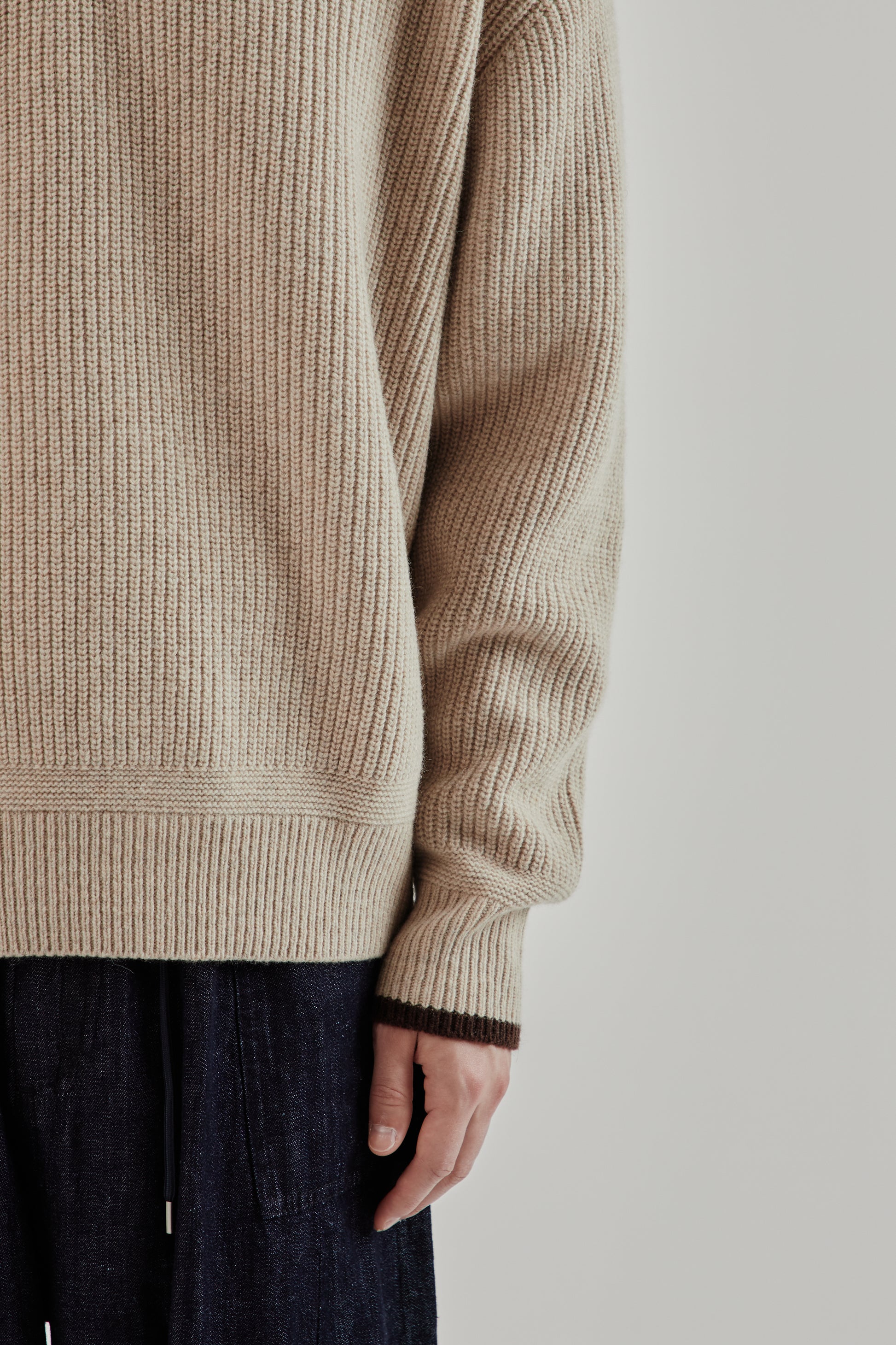 Frizmworks FW25 Contrast Collar Half Zip Knit Cocoa 7