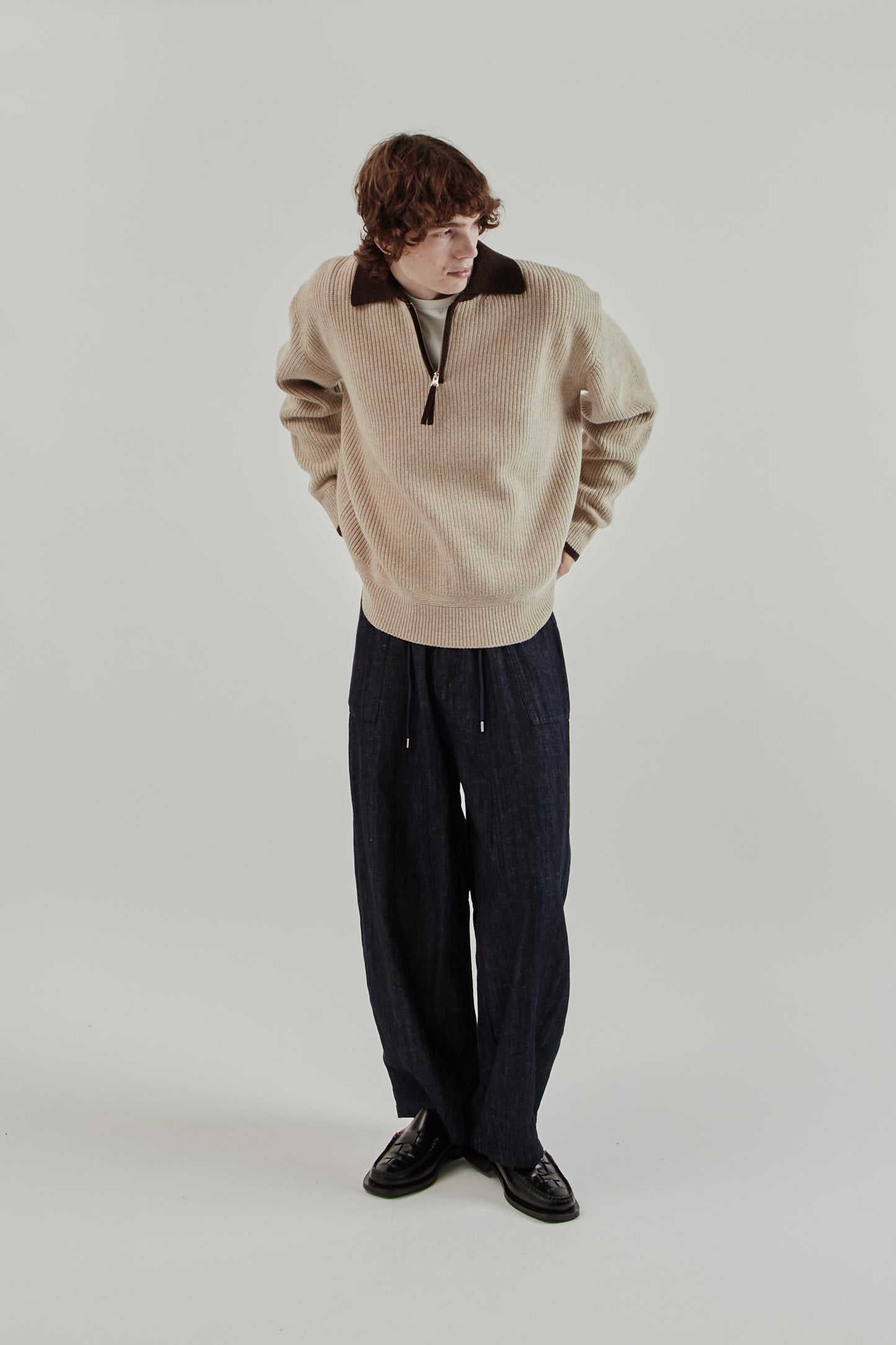 Frizmworks FW25 Contrast Collar Half Zip Knit Cocoa 8