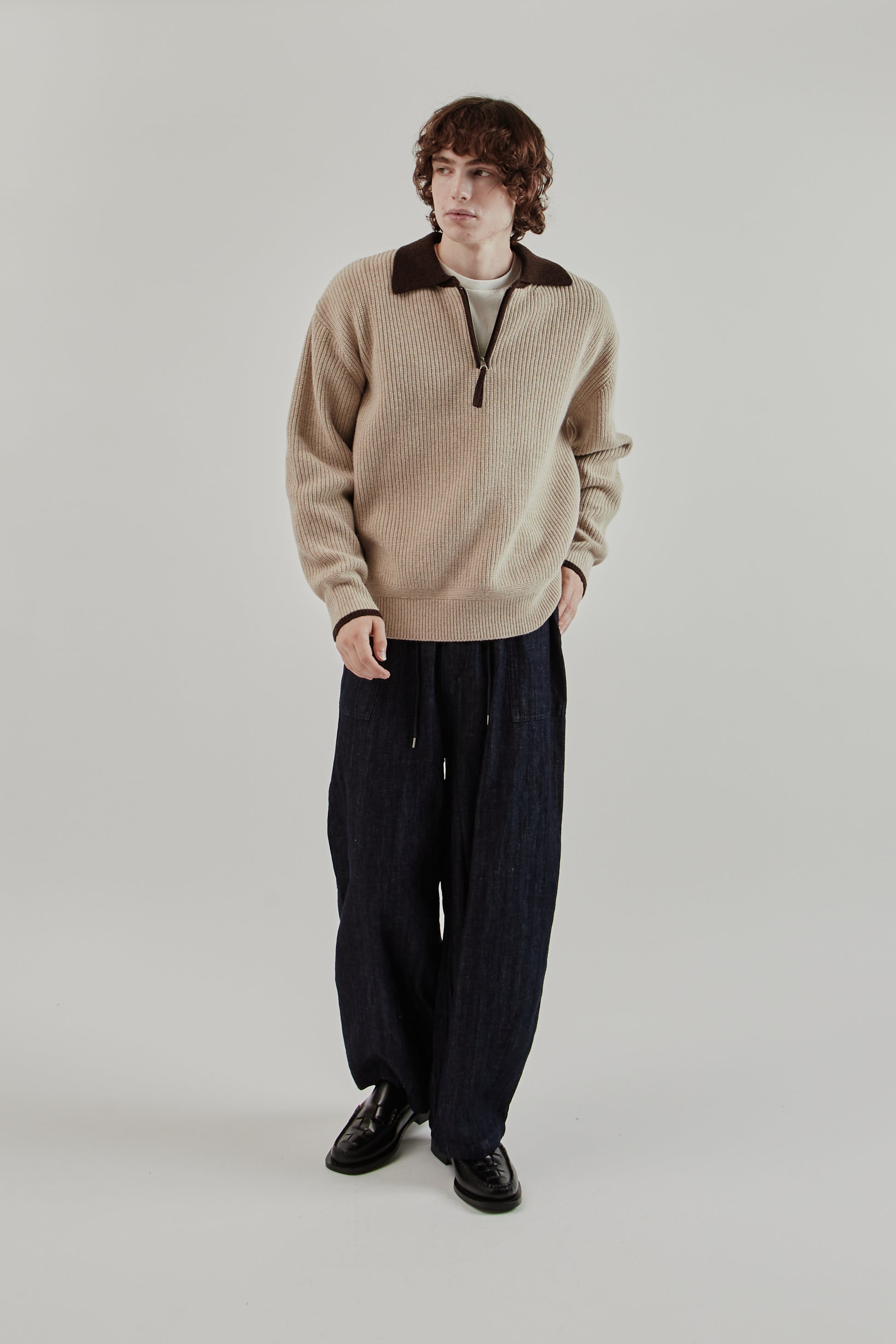 Frizmworks FW25 Contrast Collar Half Zip Knit Cocoa 9