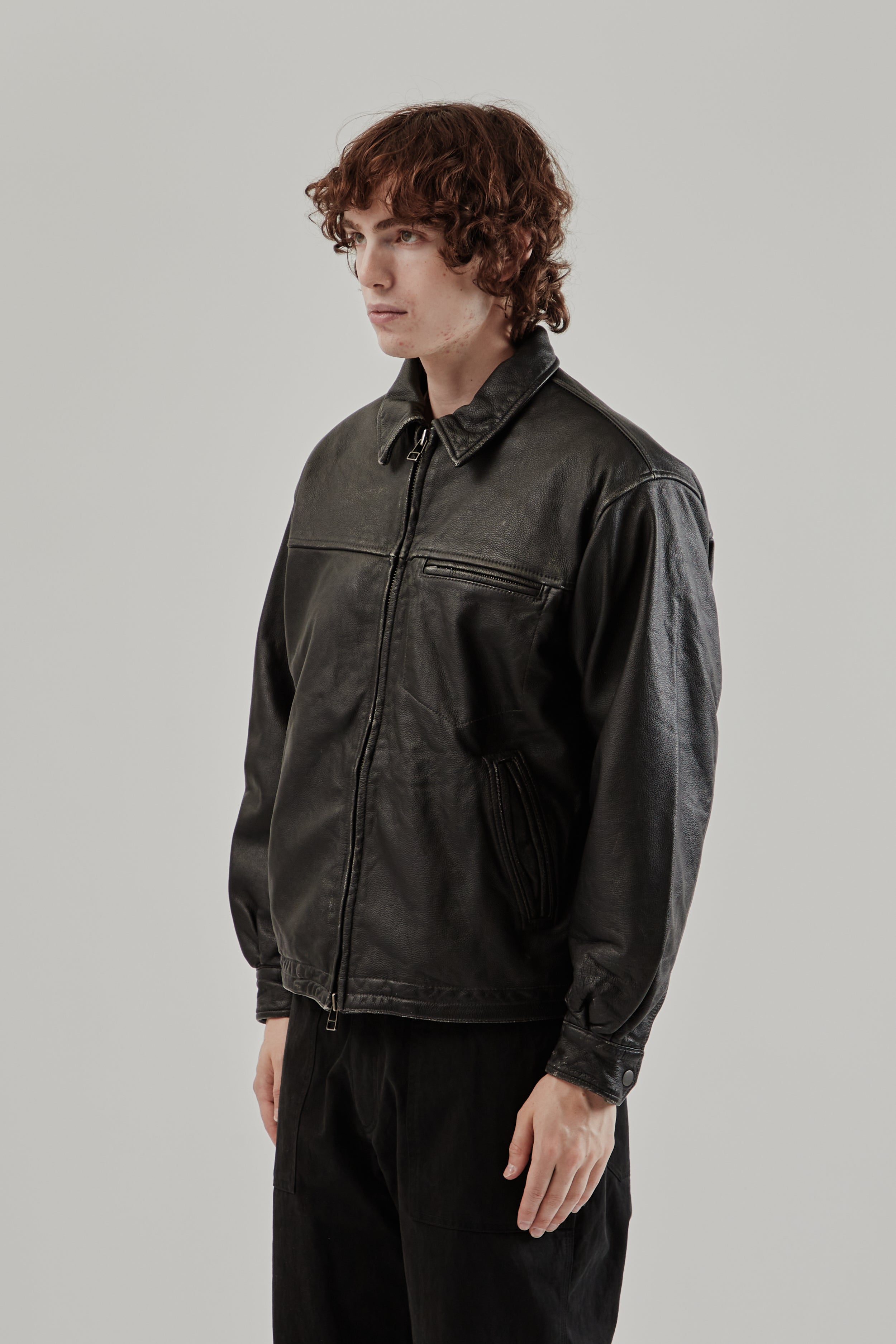 Frizmworks Destroyed Cowhide Leather Jacket - Black | Wallace