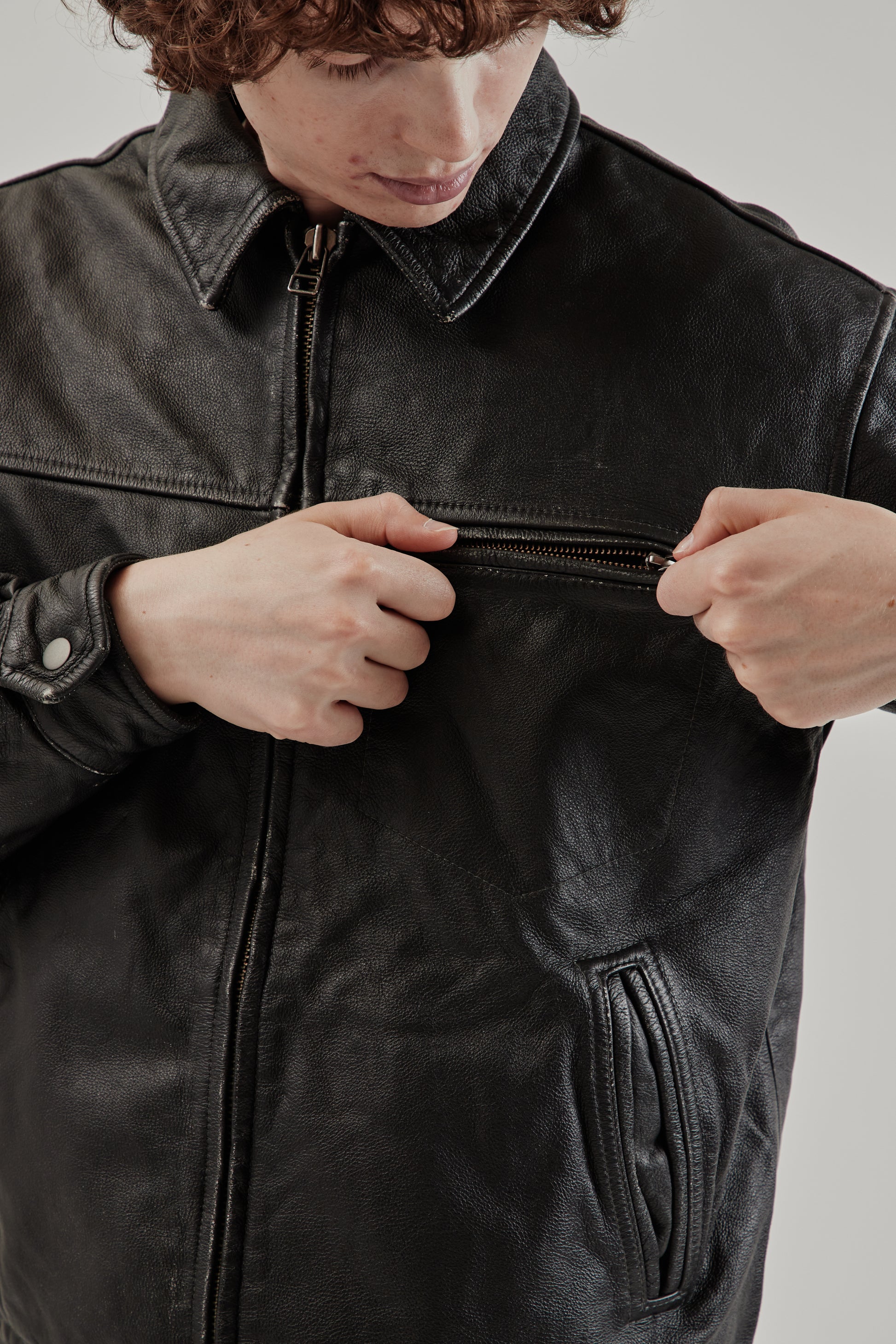Frizmworks FW25 Destroyed Cowhide Leather Jacket Black 26