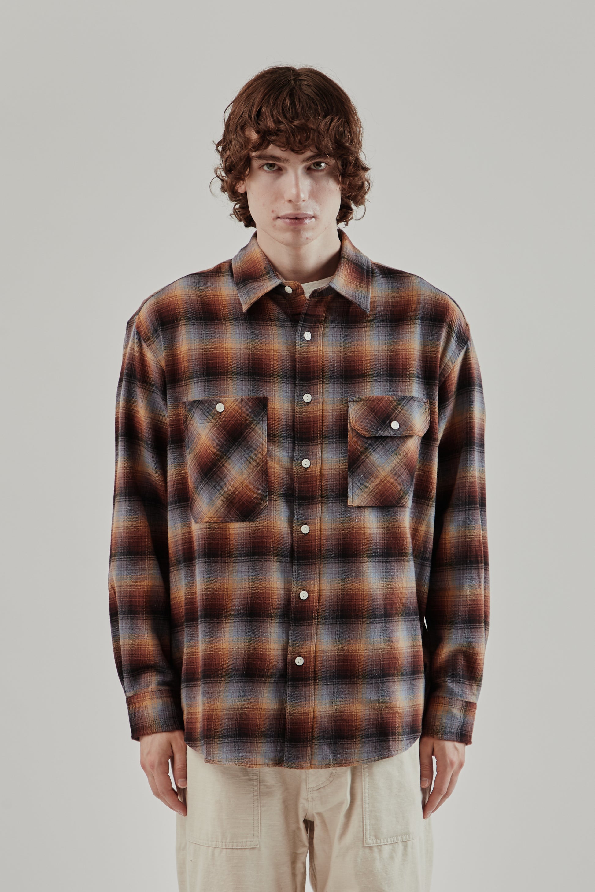 brown check dress shirt Checked shaped shirt Rhe