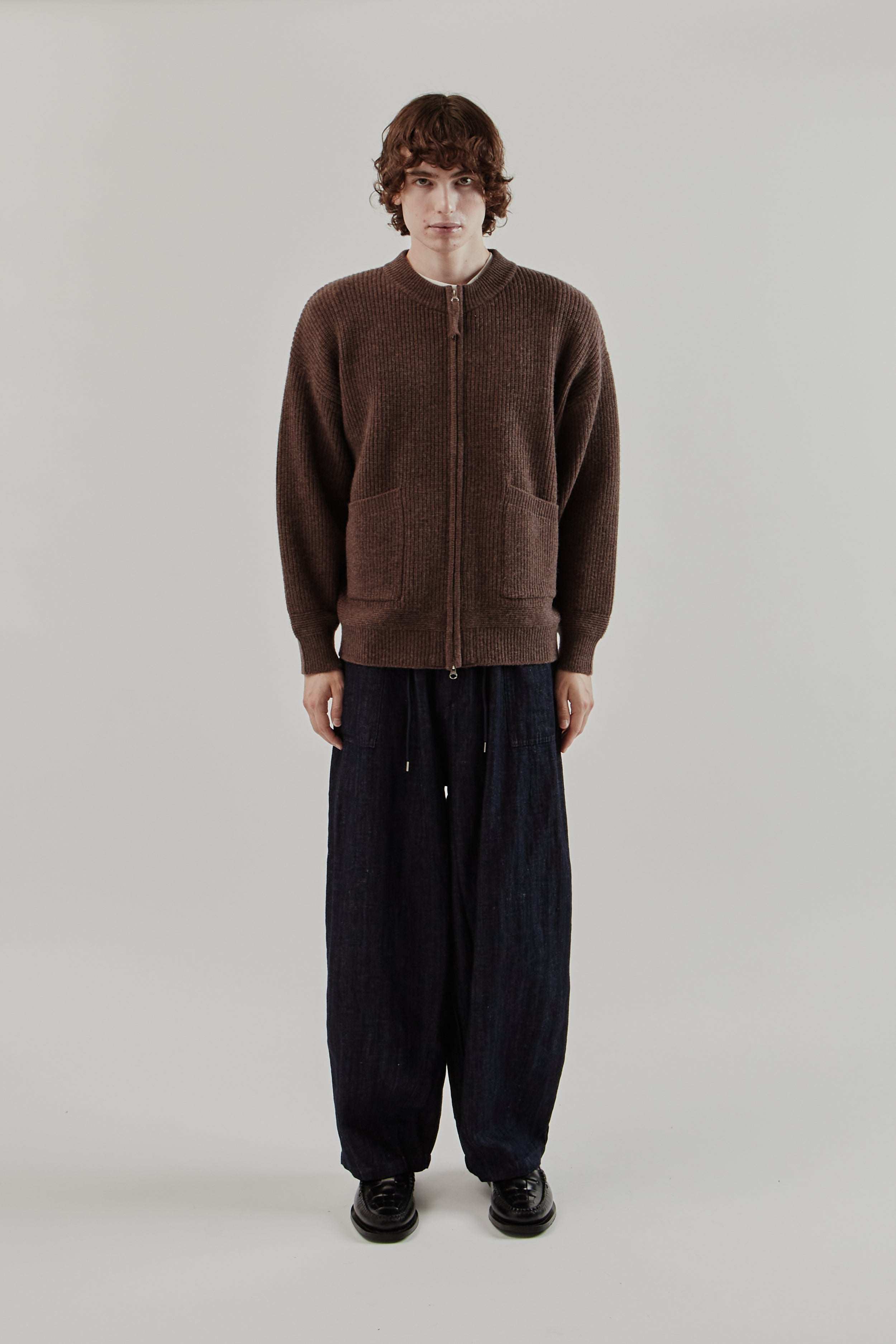 Frizmworks Wool Deck Zip-up Cardigan - Choco Brown | Wallace