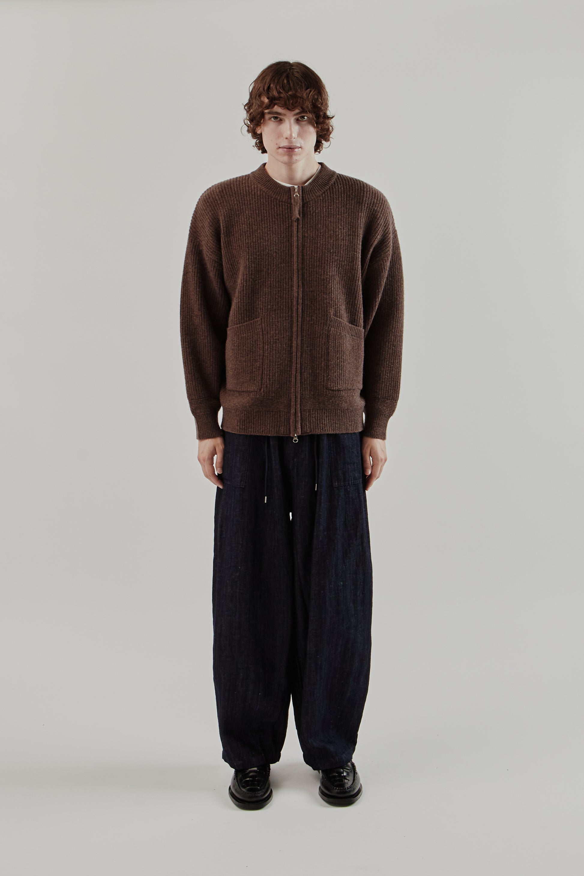 Frizmworks FW25 Wool Deck Zip-Up Cardigan Choco Brown 1