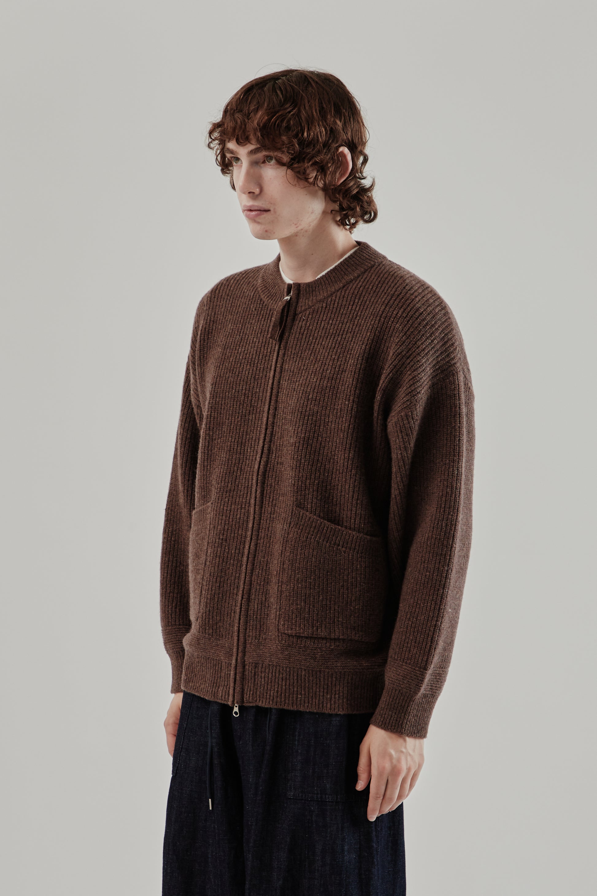 Frizmworks FW25 Wool Deck Zip-Up Cardigan Choco Brown 3