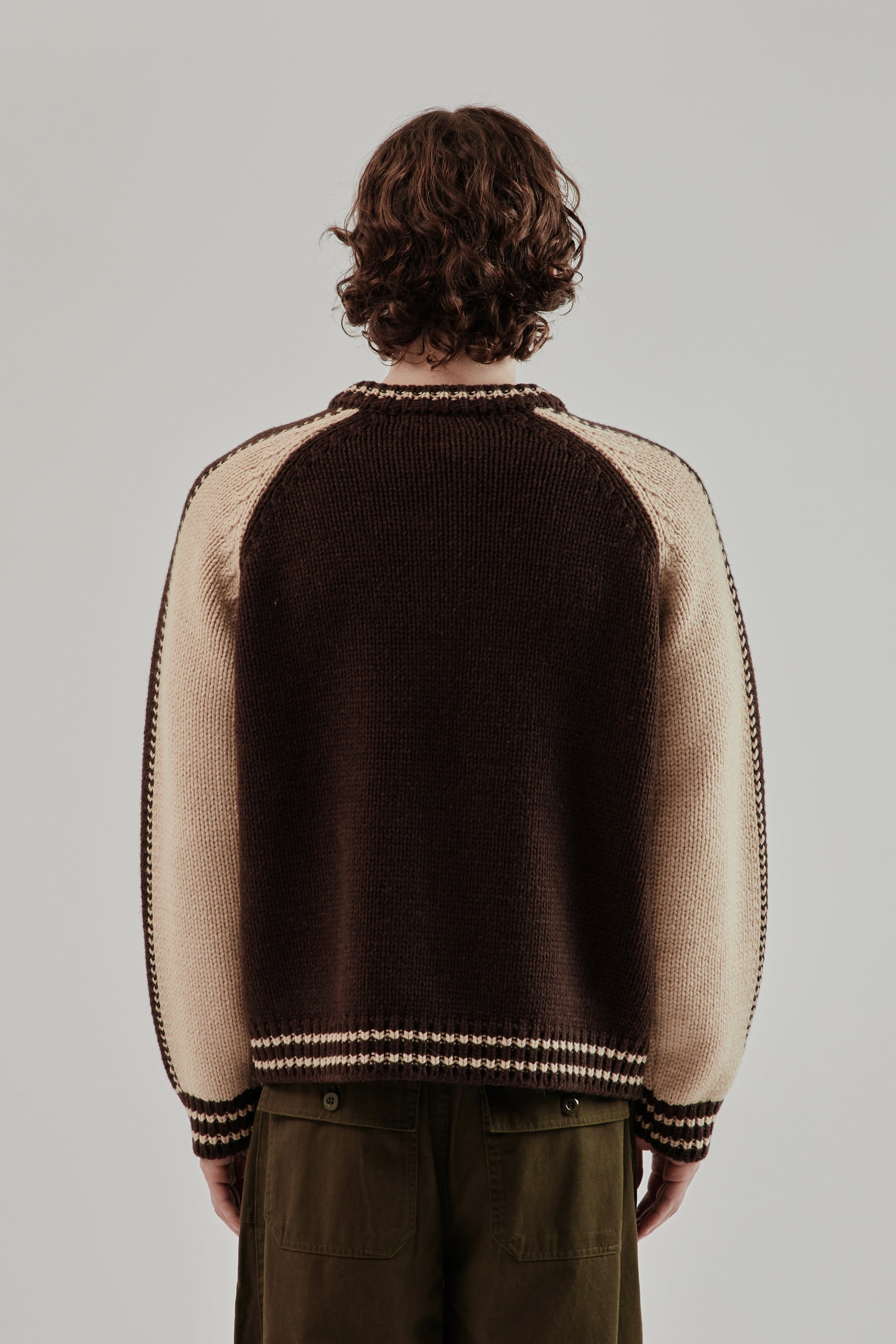 Frizmworks FW25 Wool Varsity Zip Up Cardigan Brown 17