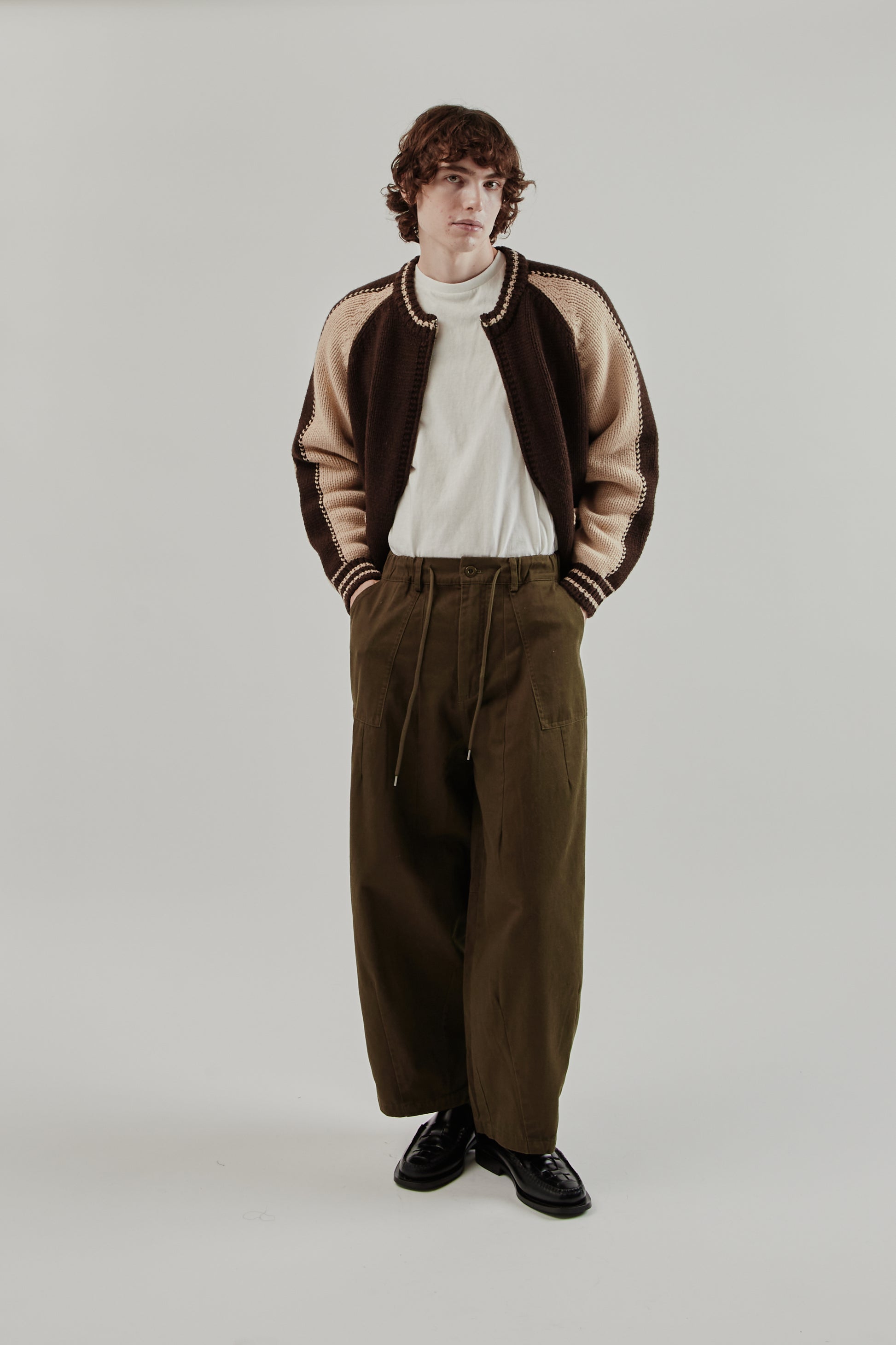 Frizmworks FW25 Wool Varsity Zip Up Cardigan Brown 24