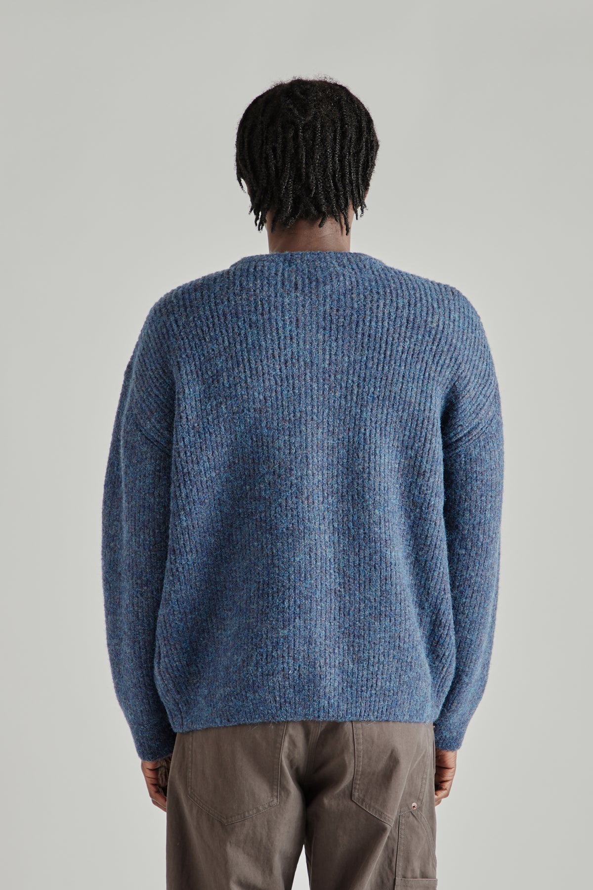 Brushed Wool Round Cardigan - Indigo