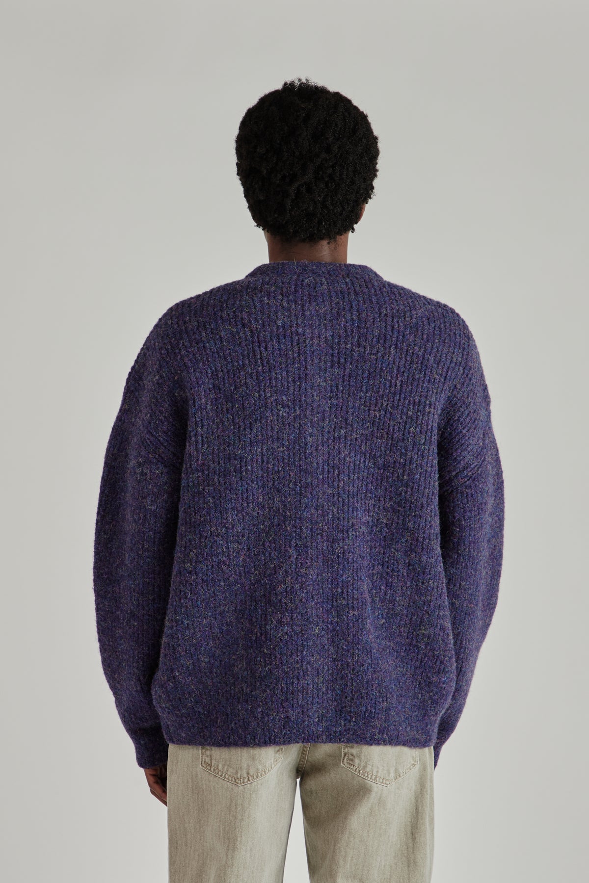 Brushed Wool Round Cardigan - Purple
