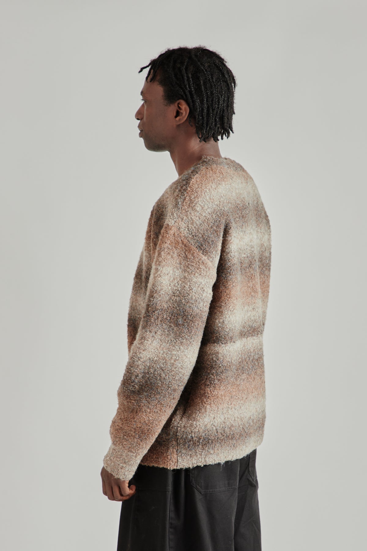 Frizmworks FW26 GRADATION BOUCLE KNIT Brown- Ivory1069