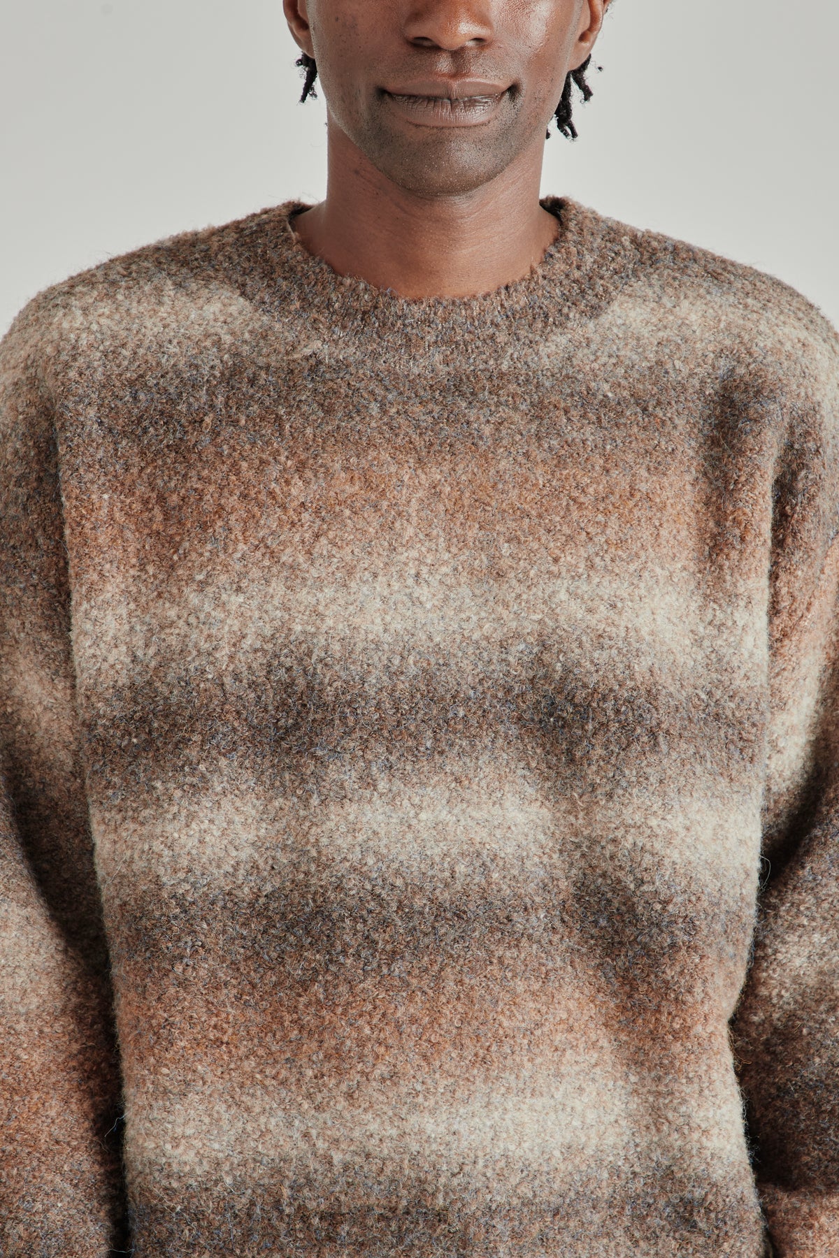 Frizmworks FW26 GRADATION BOUCLE KNIT Brown- Ivory1074