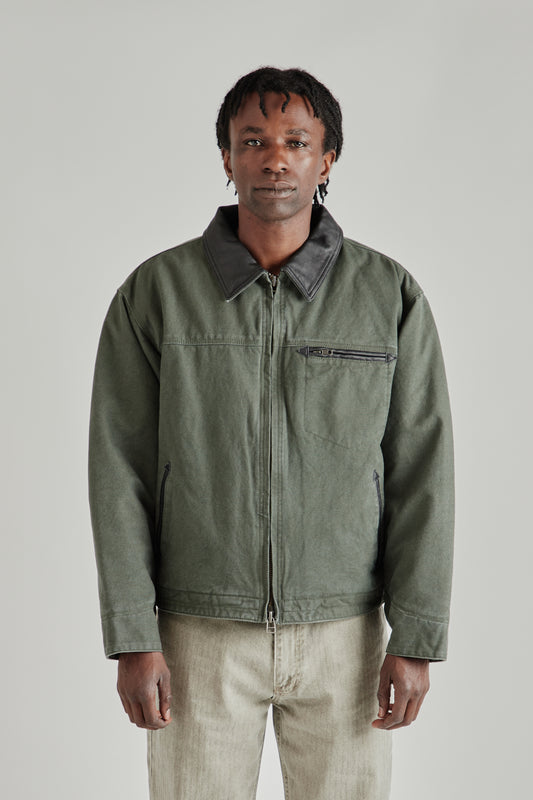 Heavy Canvas Destroyed Work Jacket - Olive