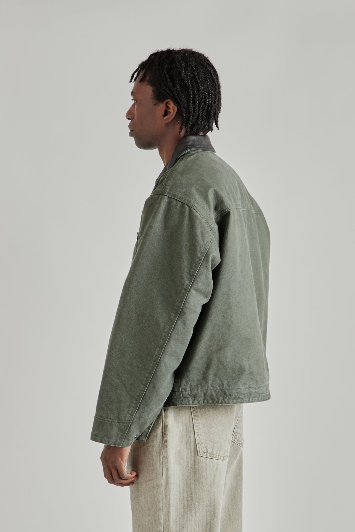 Heavy Canvas Destroyed Work Jacket - Olive