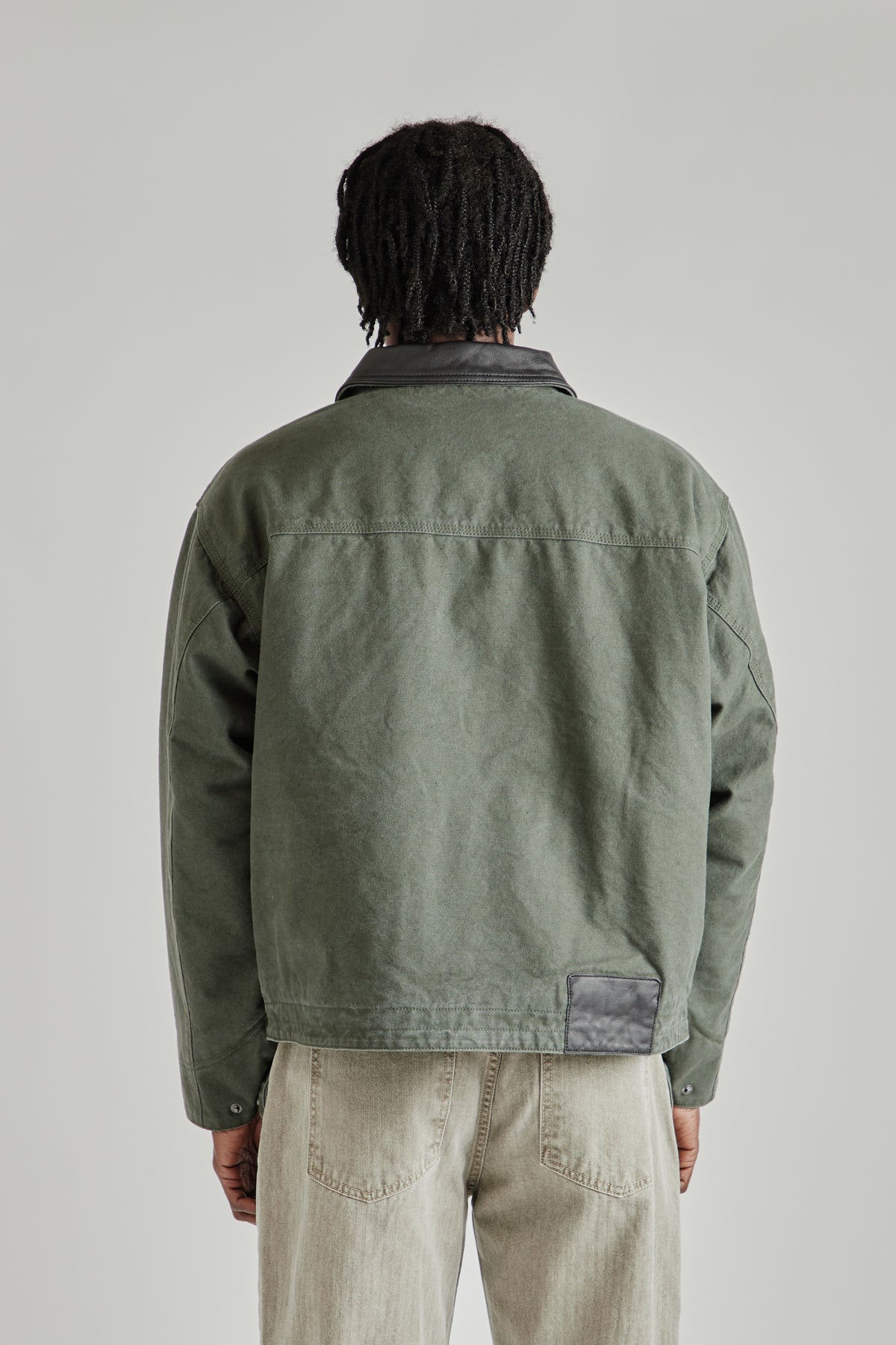 Heavy Canvas Destroyed Work Jacket - Olive