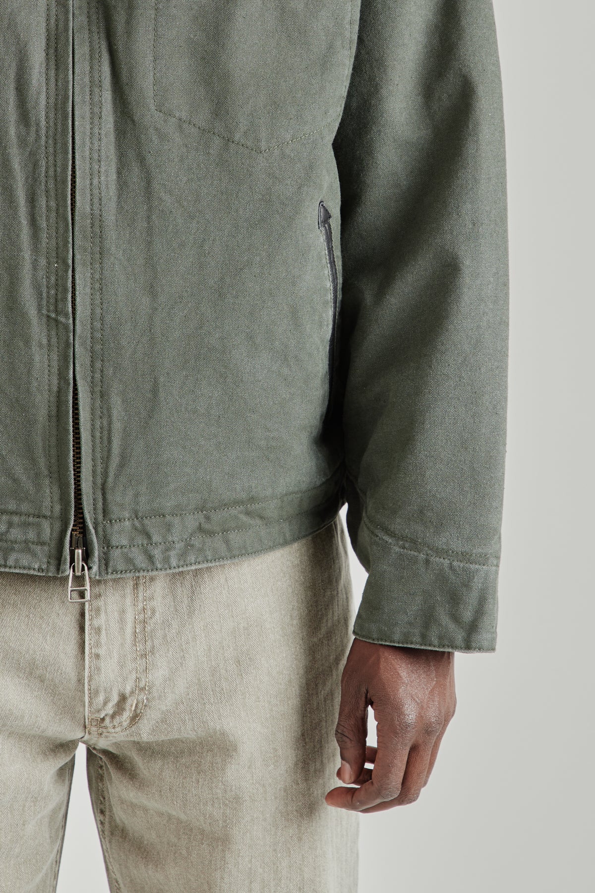 Heavy Canvas Destroyed Work Jacket - Olive