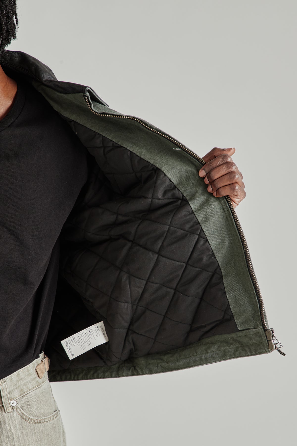 Heavy Canvas Destroyed Work Jacket - Olive