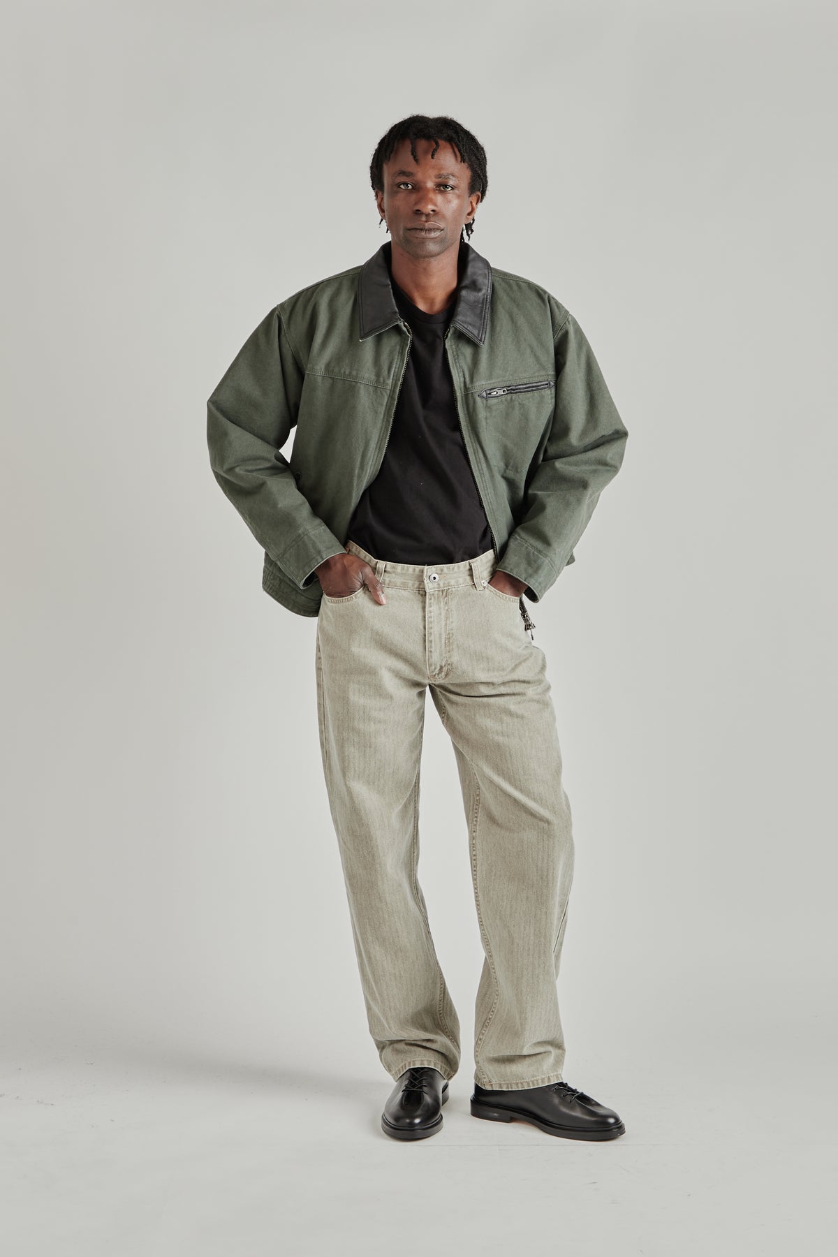 Heavy Canvas Destroyed Work Jacket - Olive