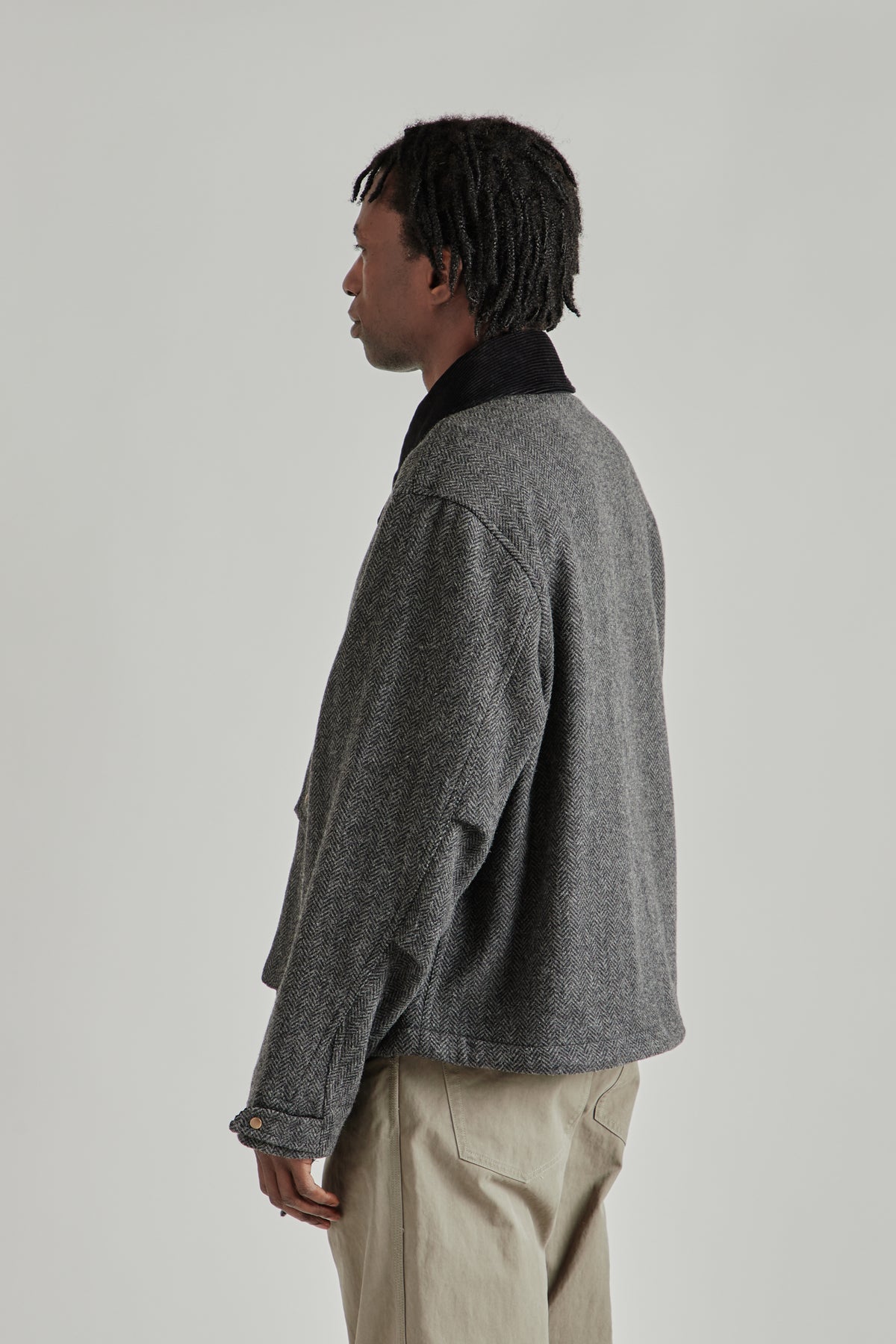 Herringbone Wool Hunting Jacket - Gray Black