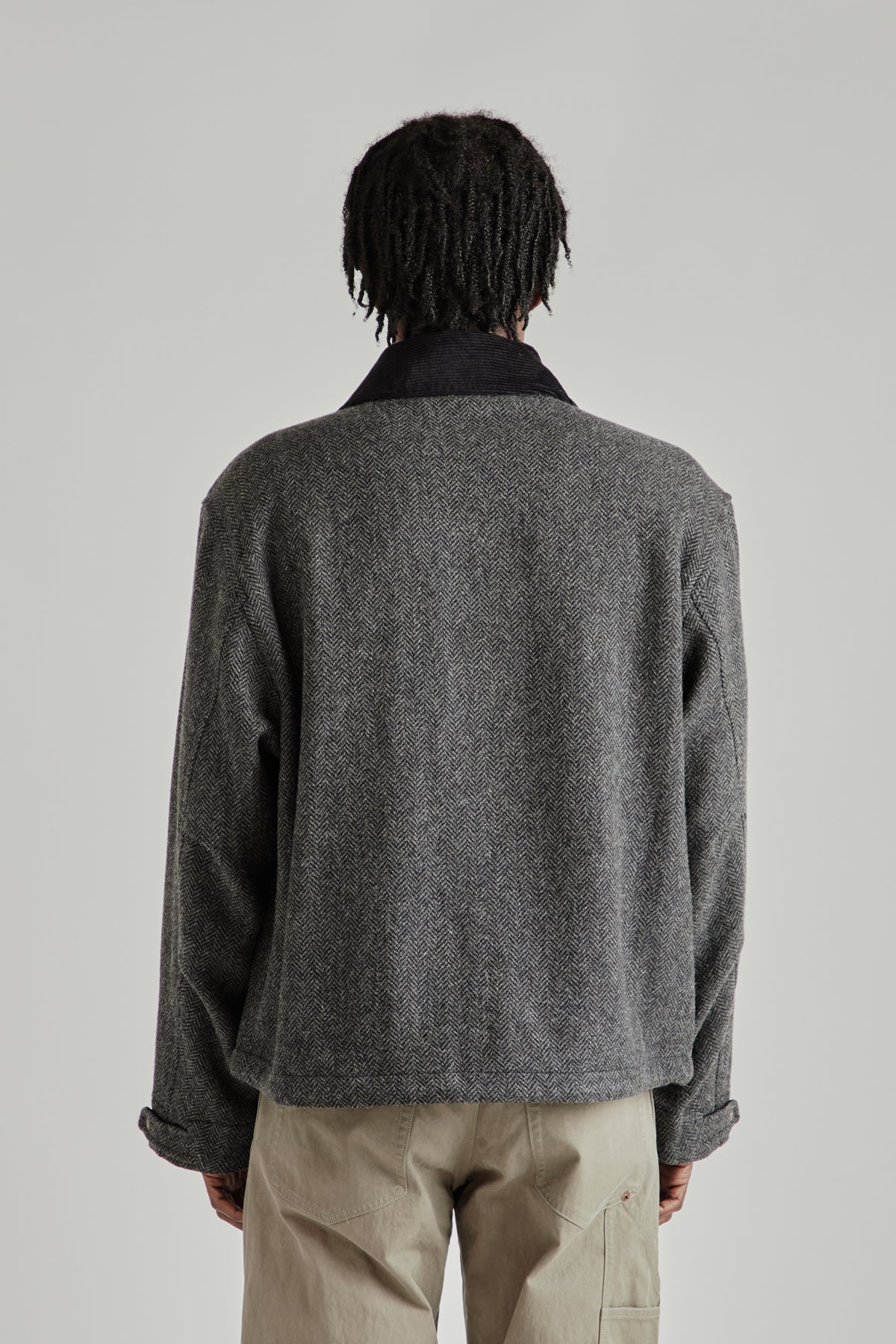 Herringbone Wool Hunting Jacket - Gray Black