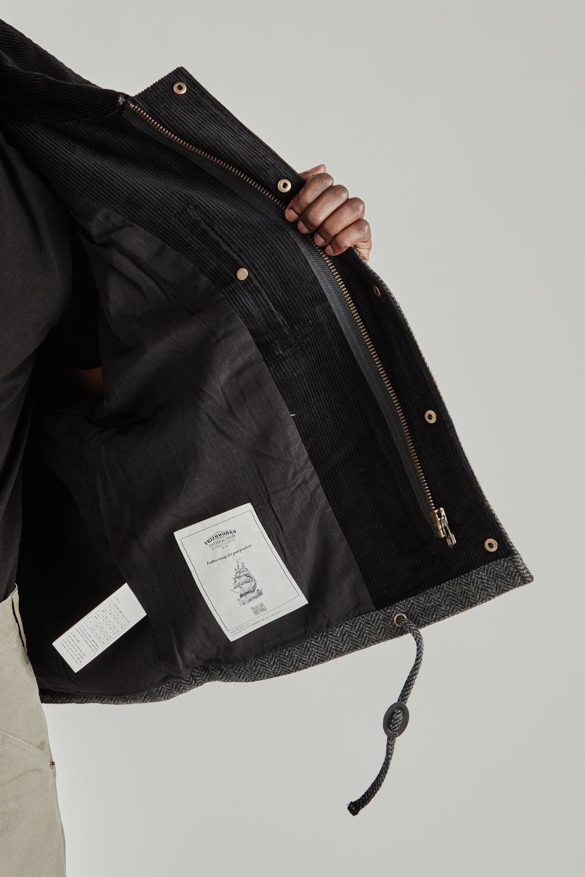 Herringbone Wool Hunting Jacket - Gray Black