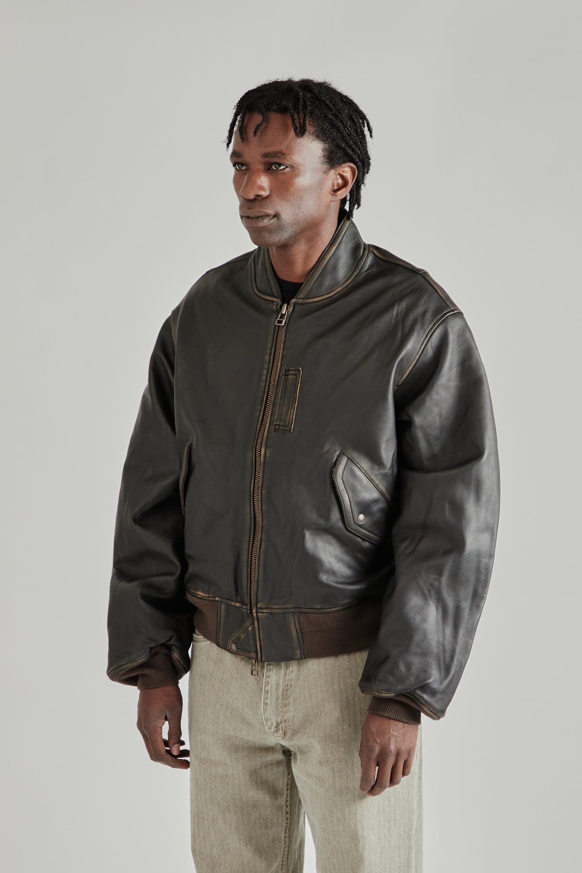 Lambskin Flight Jacket - Brown