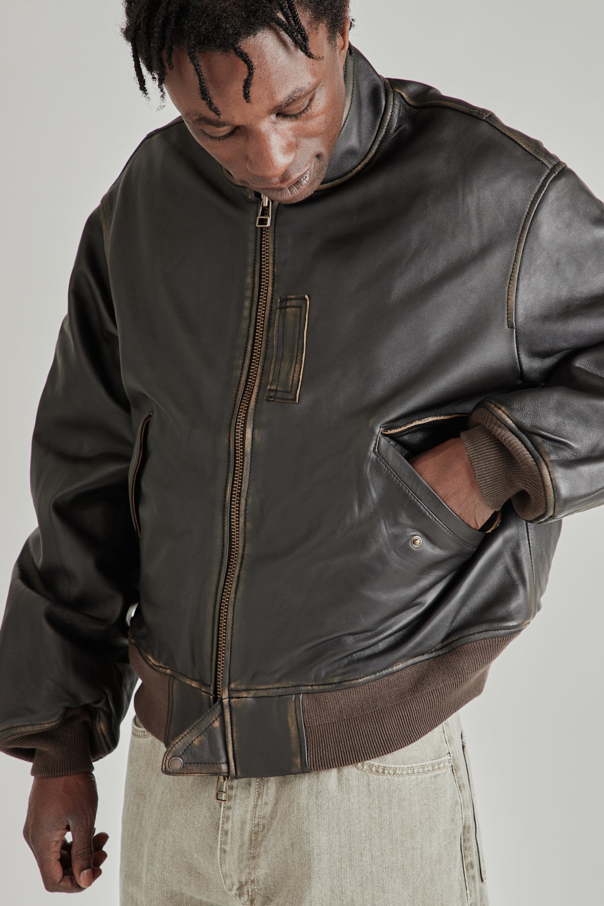 Lambskin Flight Jacket - Brown