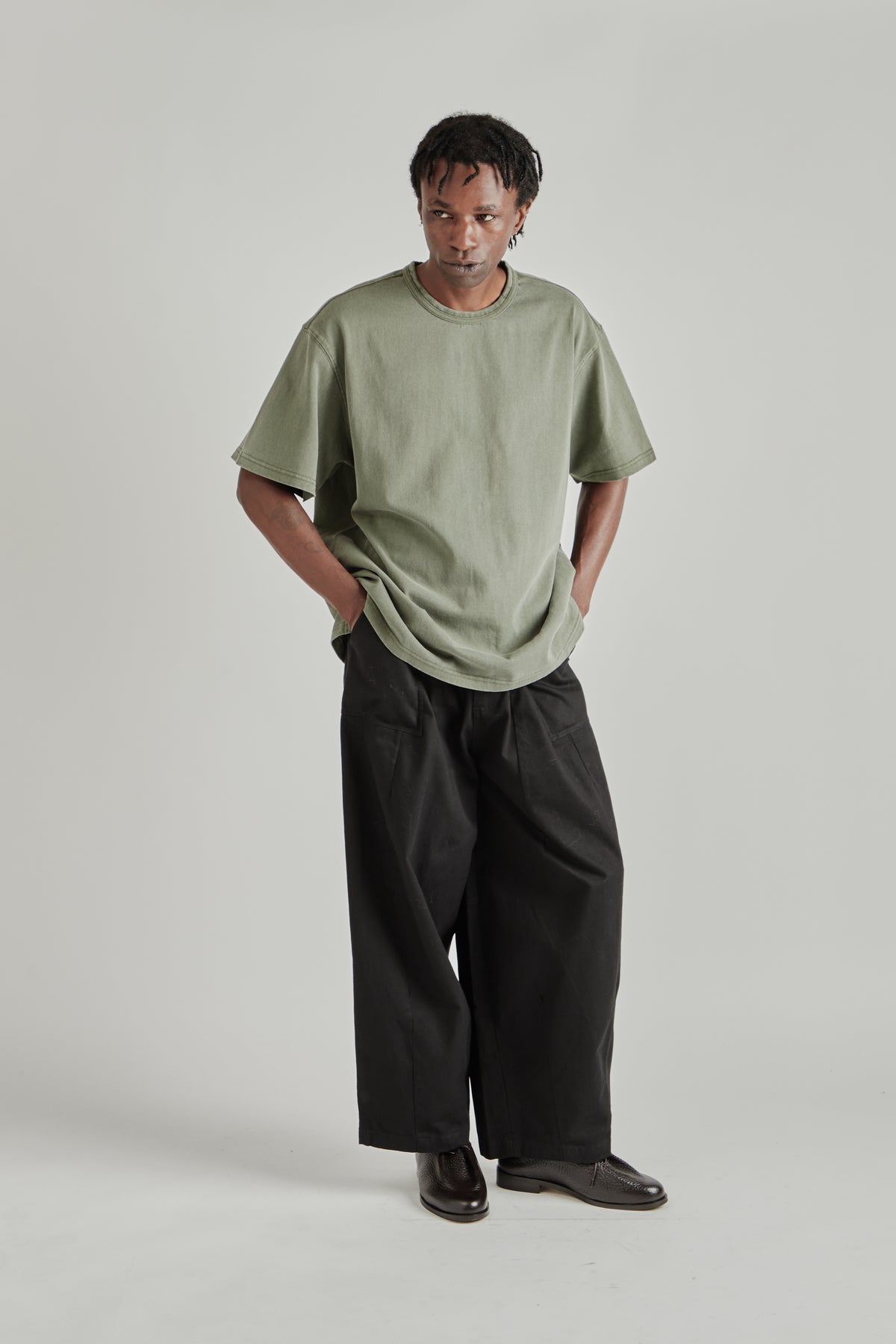 Frizmworks FW26 OG PIGMENT DYEING HALF TEE Olive- Ivory1099