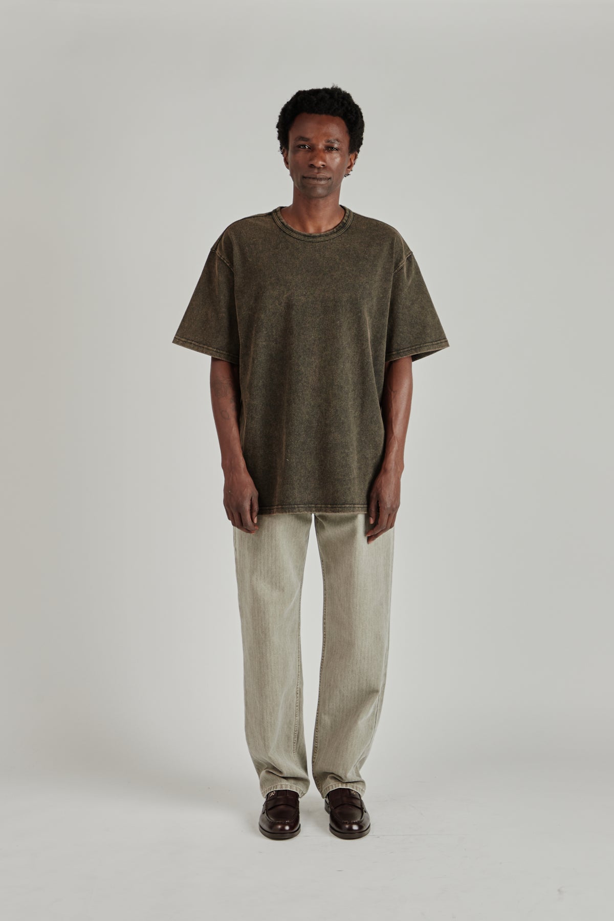 OG Vintage Dyeing Half Tee - Black Brown