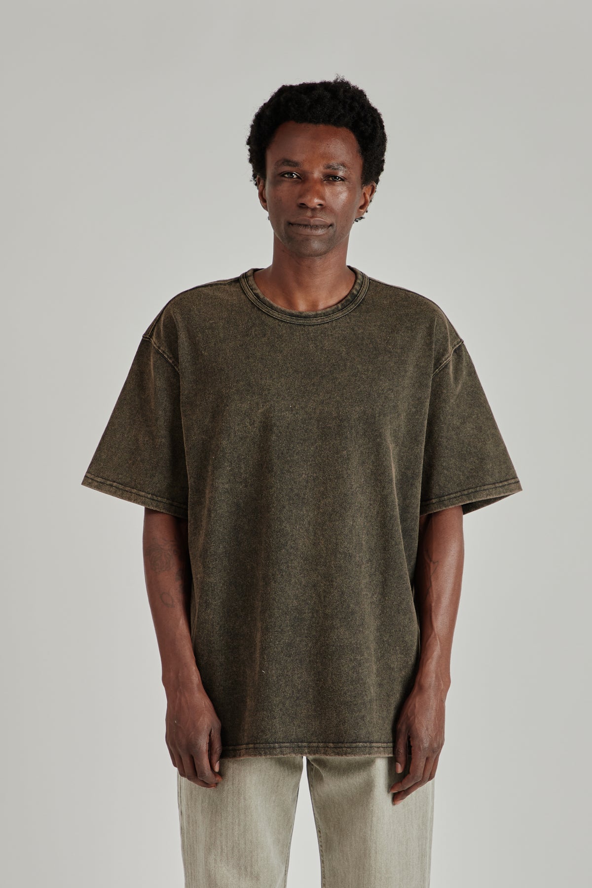 OG Vintage Dyeing Half Tee - Black Brown