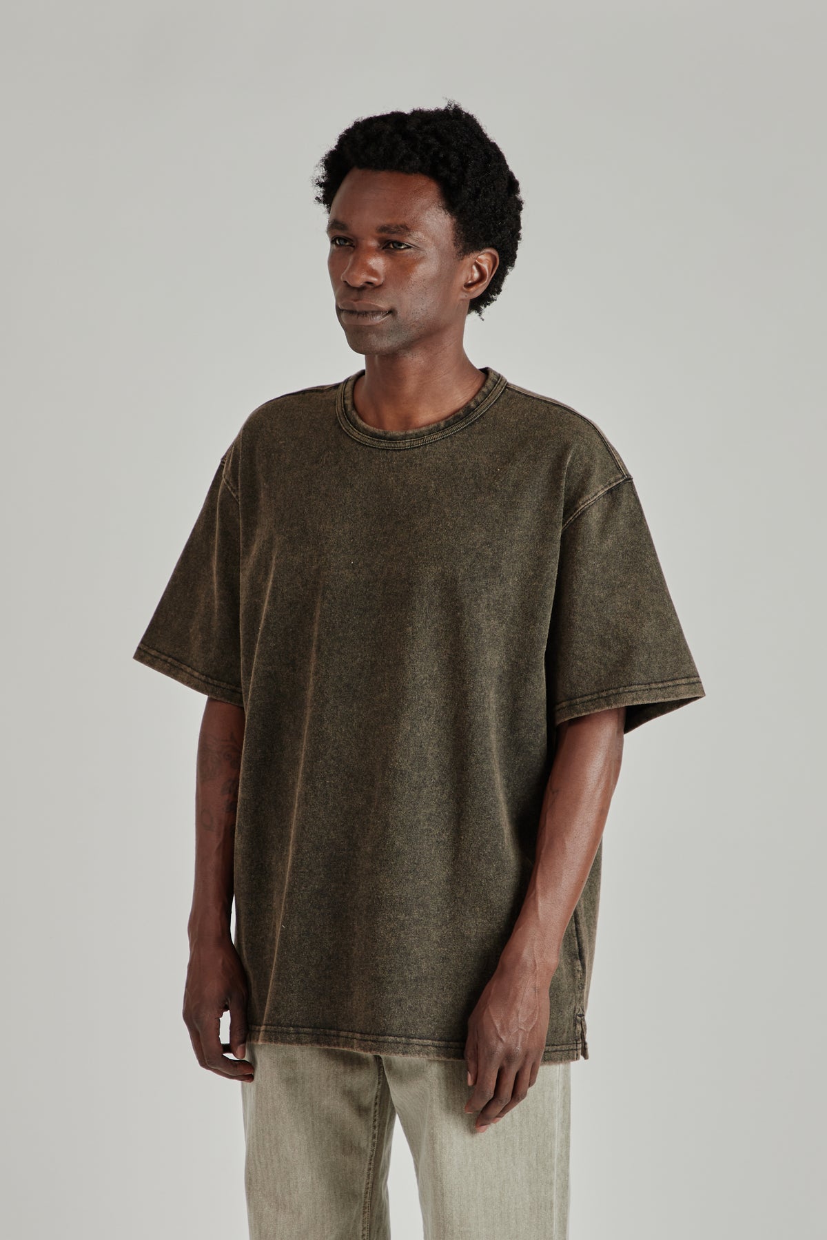 OG Vintage Dyeing Half Tee - Black Brown