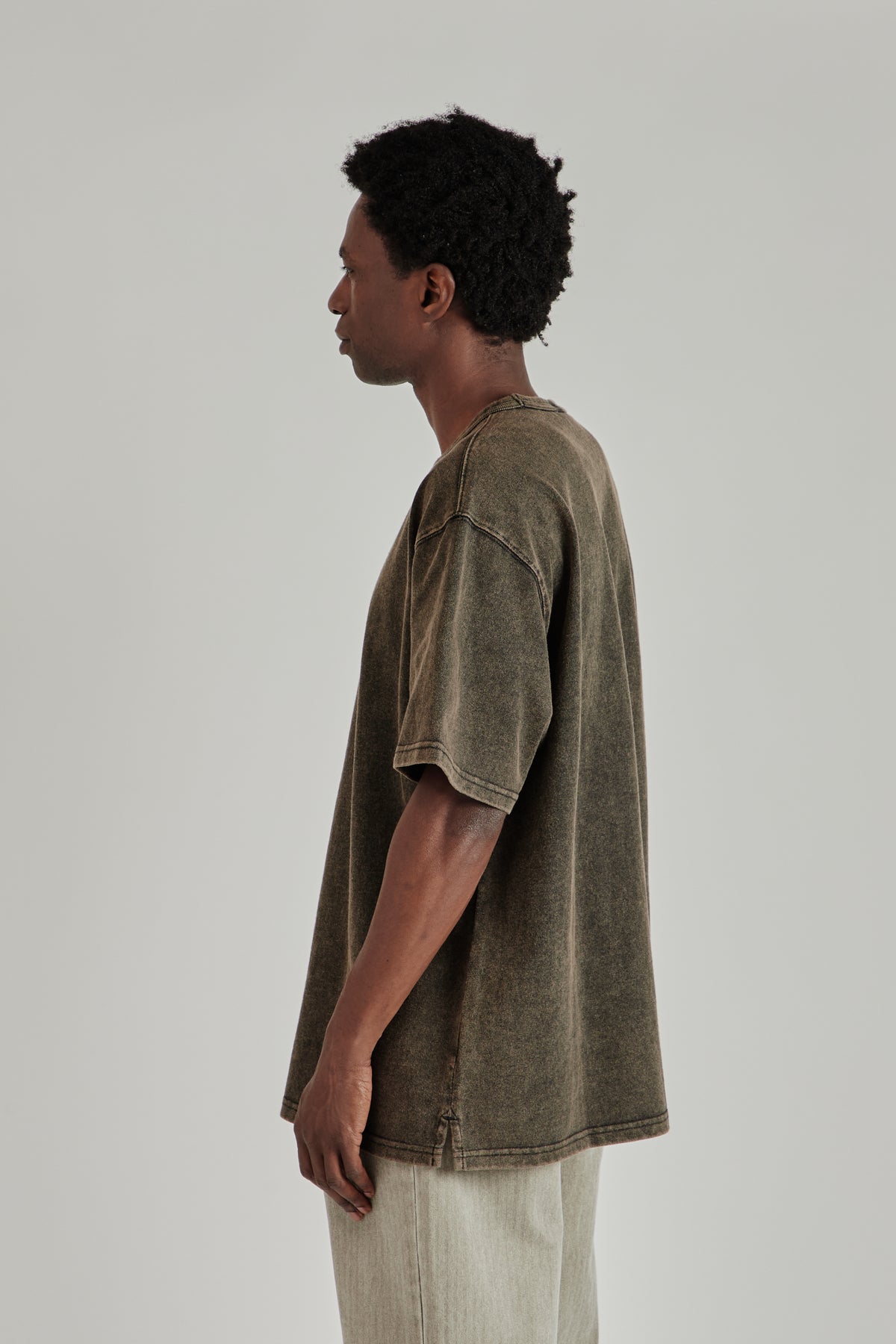 OG Vintage Dyeing Half Tee - Black Brown