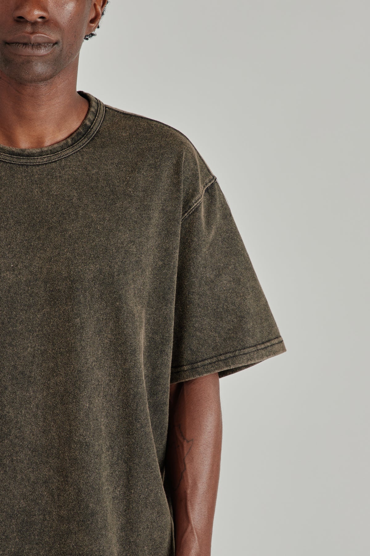 OG Vintage Dyeing Half Tee - Black Brown