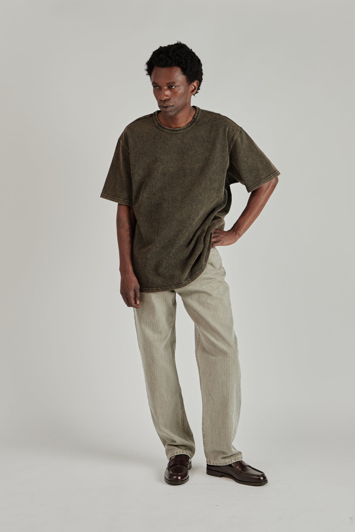 OG Vintage Dyeing Half Tee - Black Brown