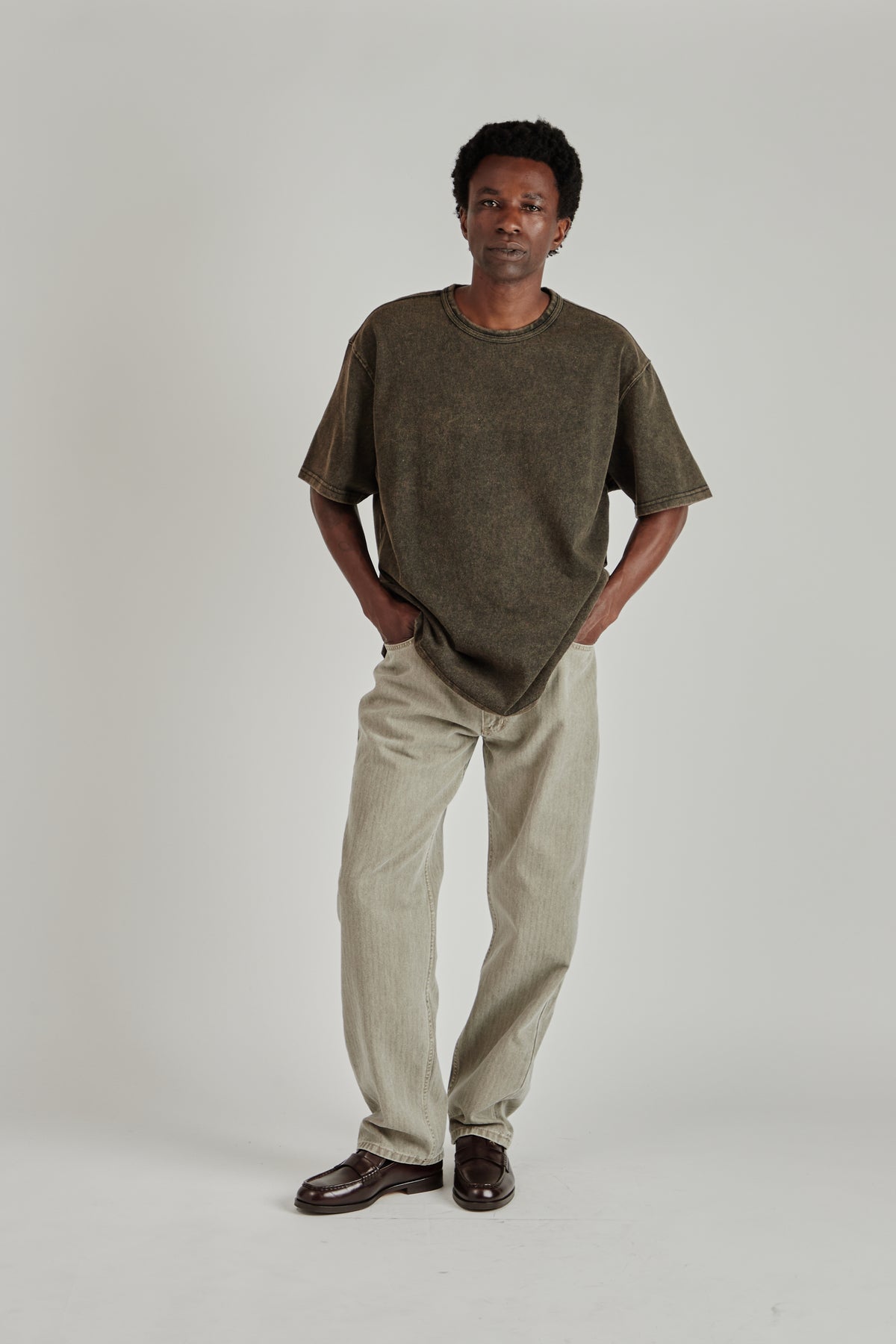 OG Vintage Dyeing Half Tee - Black Brown