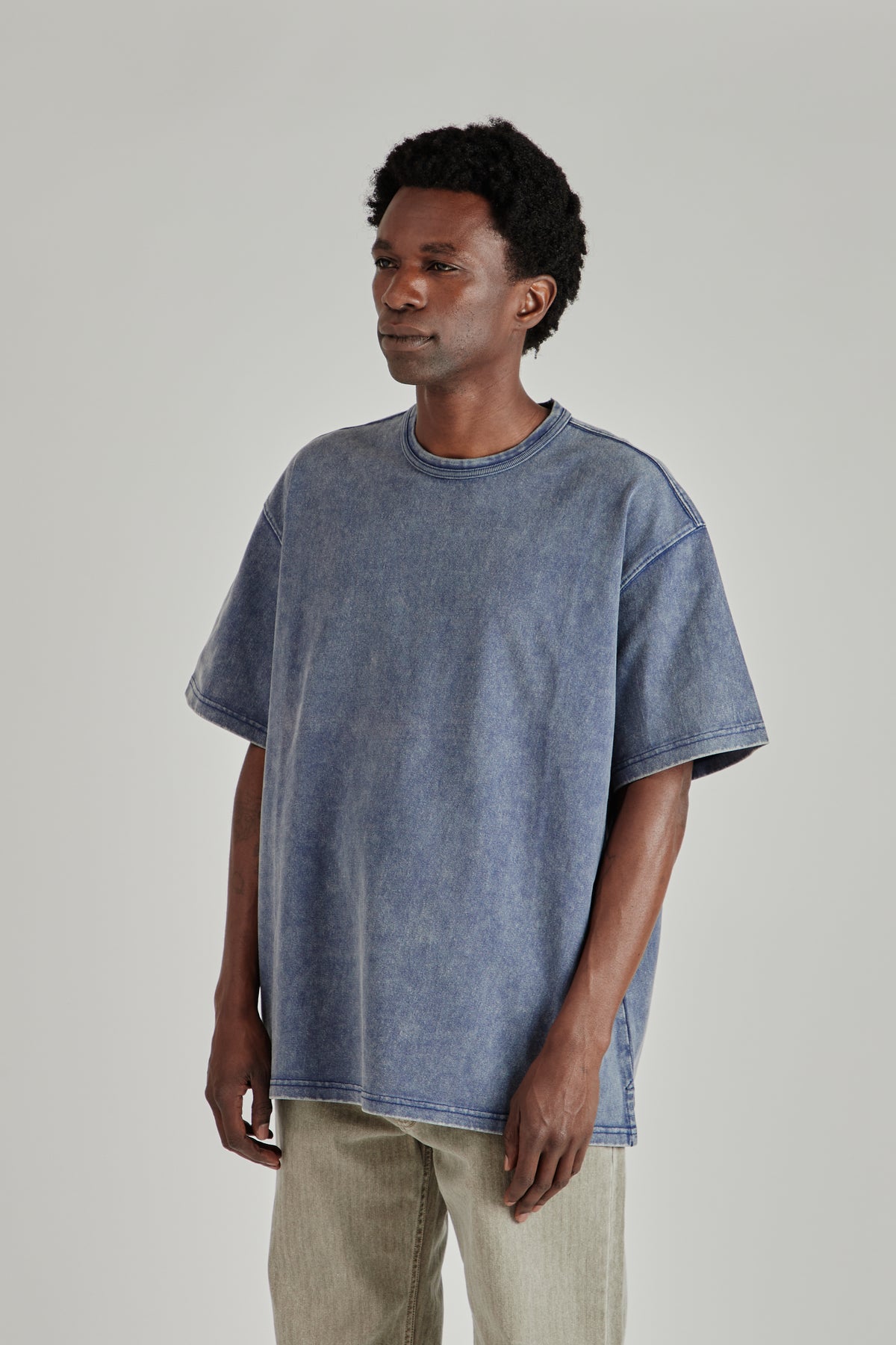 OG Vintage Dyeing Half Tee - Washed Navy