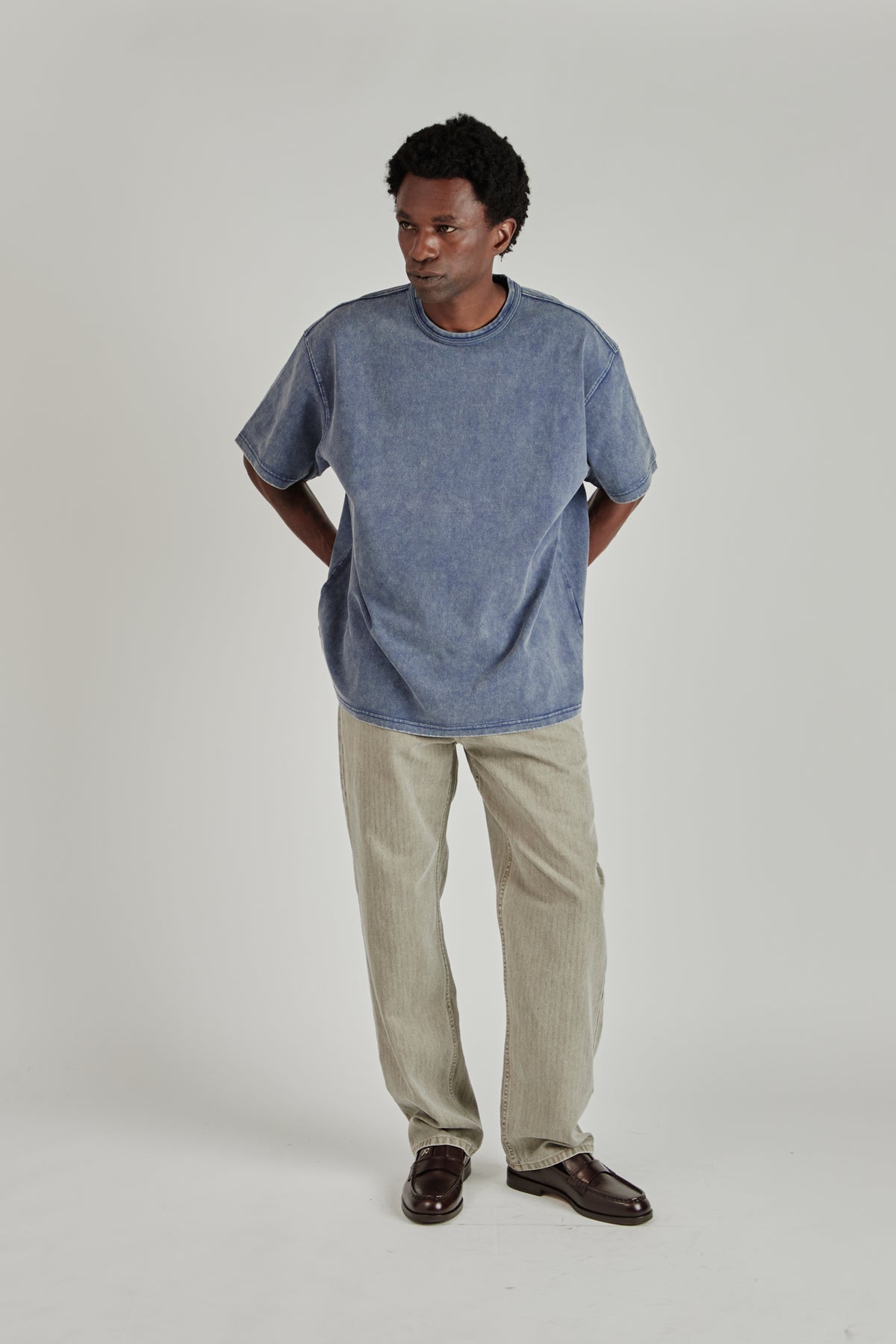 OG Vintage Dyeing Half Tee - Washed Navy