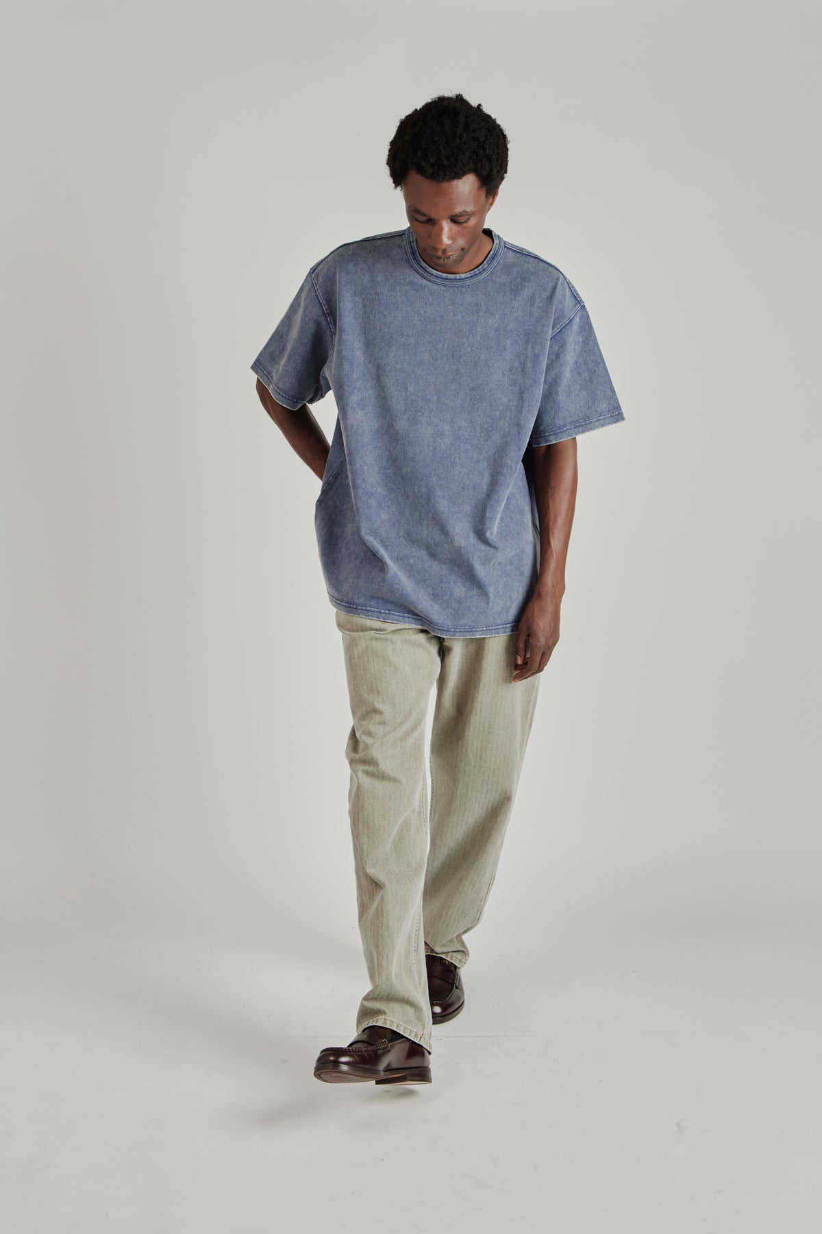 OG Vintage Dyeing Half Tee - Washed Navy