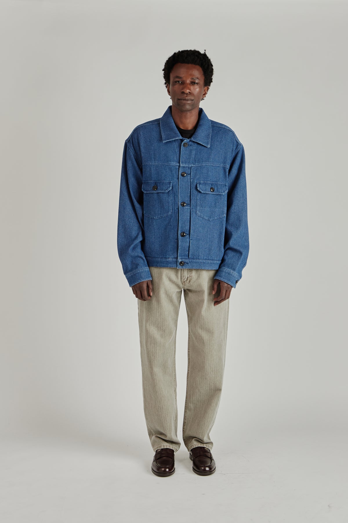 Sashiko Denim Trucket Jacket - Mid Blue