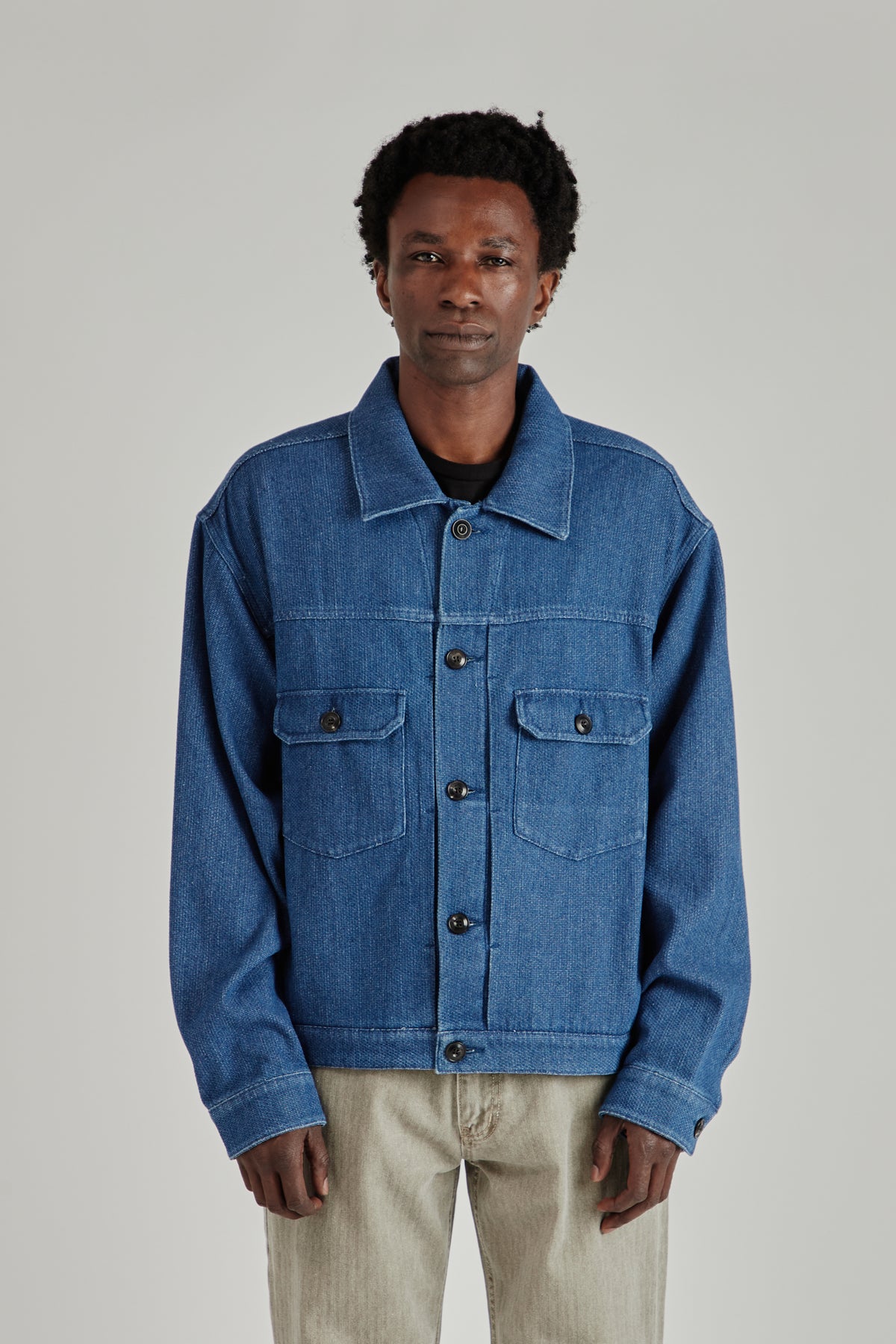 Sashiko Denim Trucket Jacket - Mid Blue