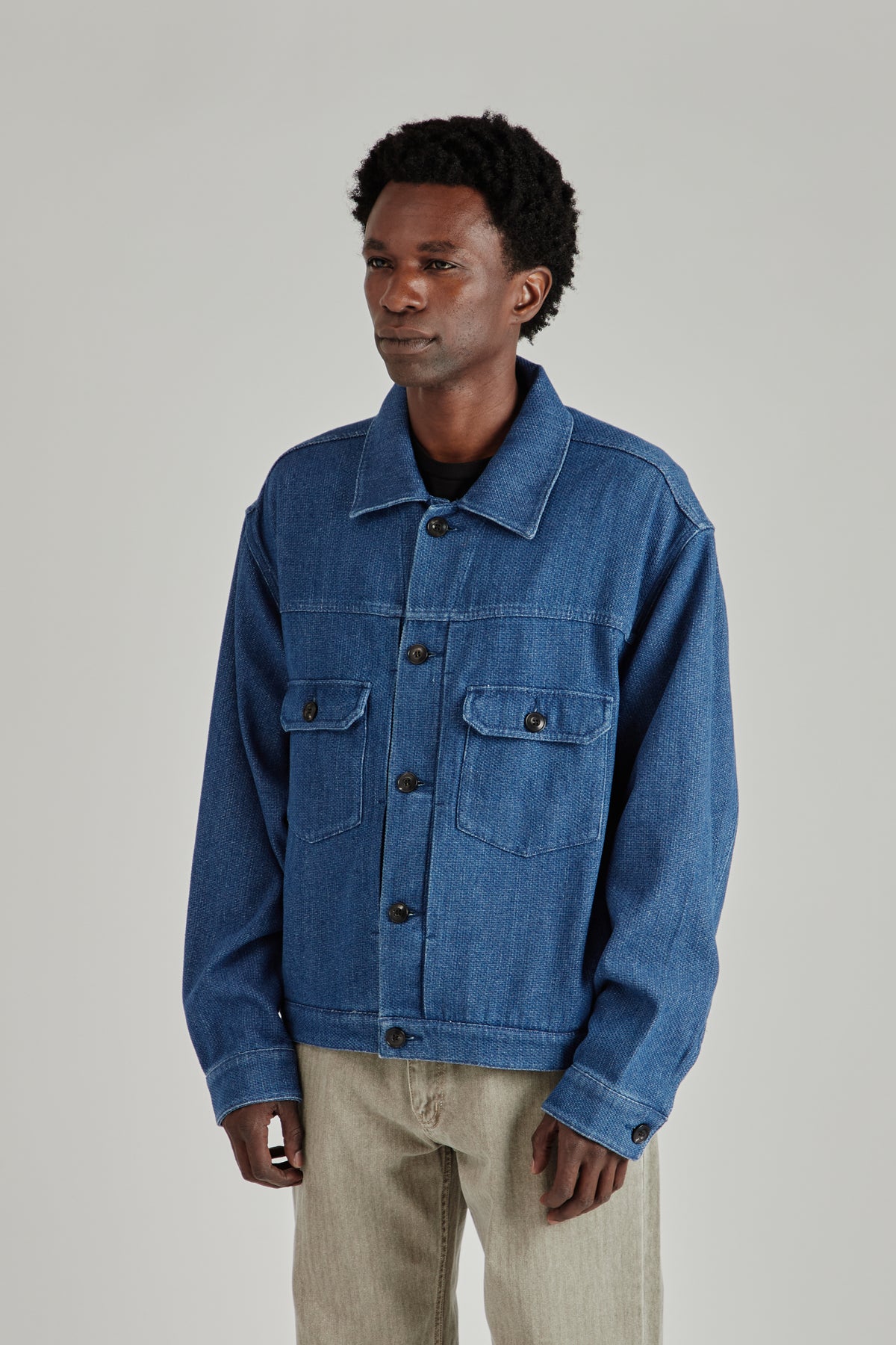 Sashiko Denim Trucket Jacket - Mid Blue
