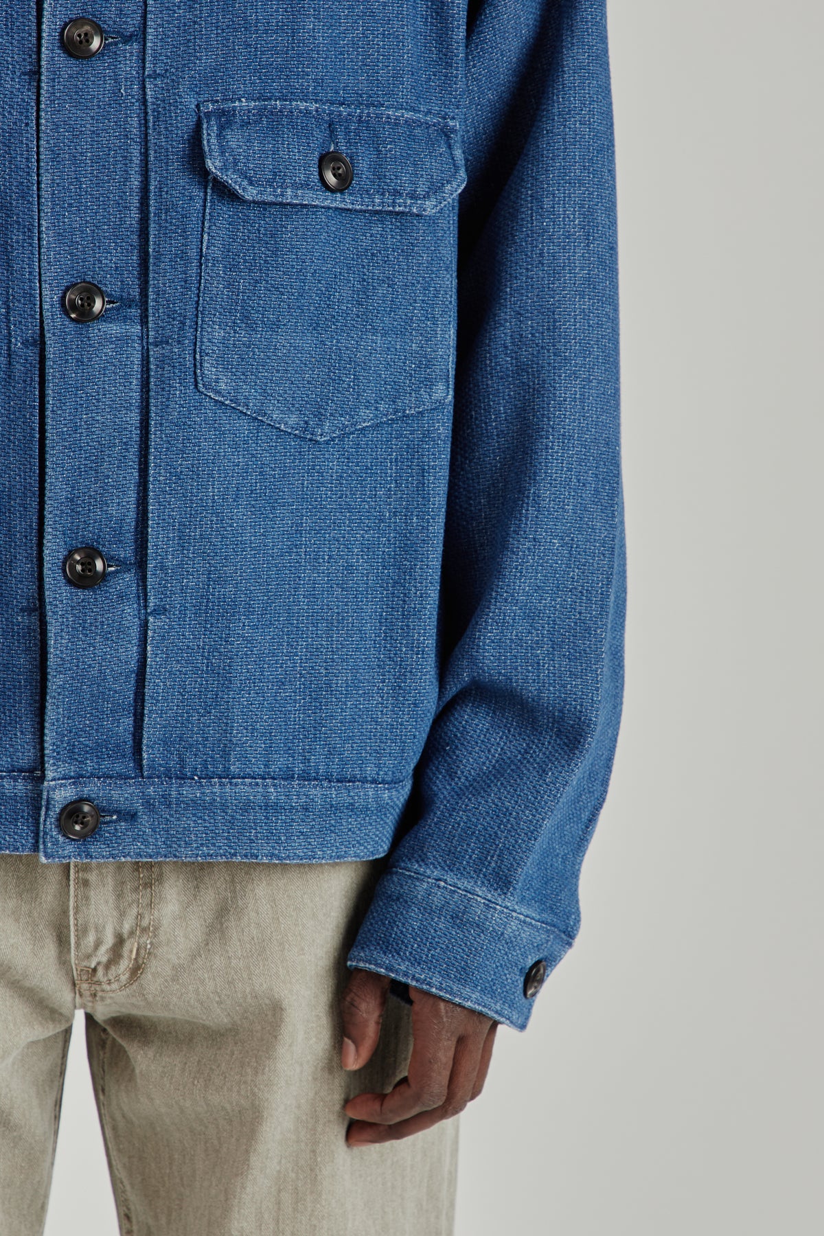 Sashiko Denim Trucket Jacket - Mid Blue
