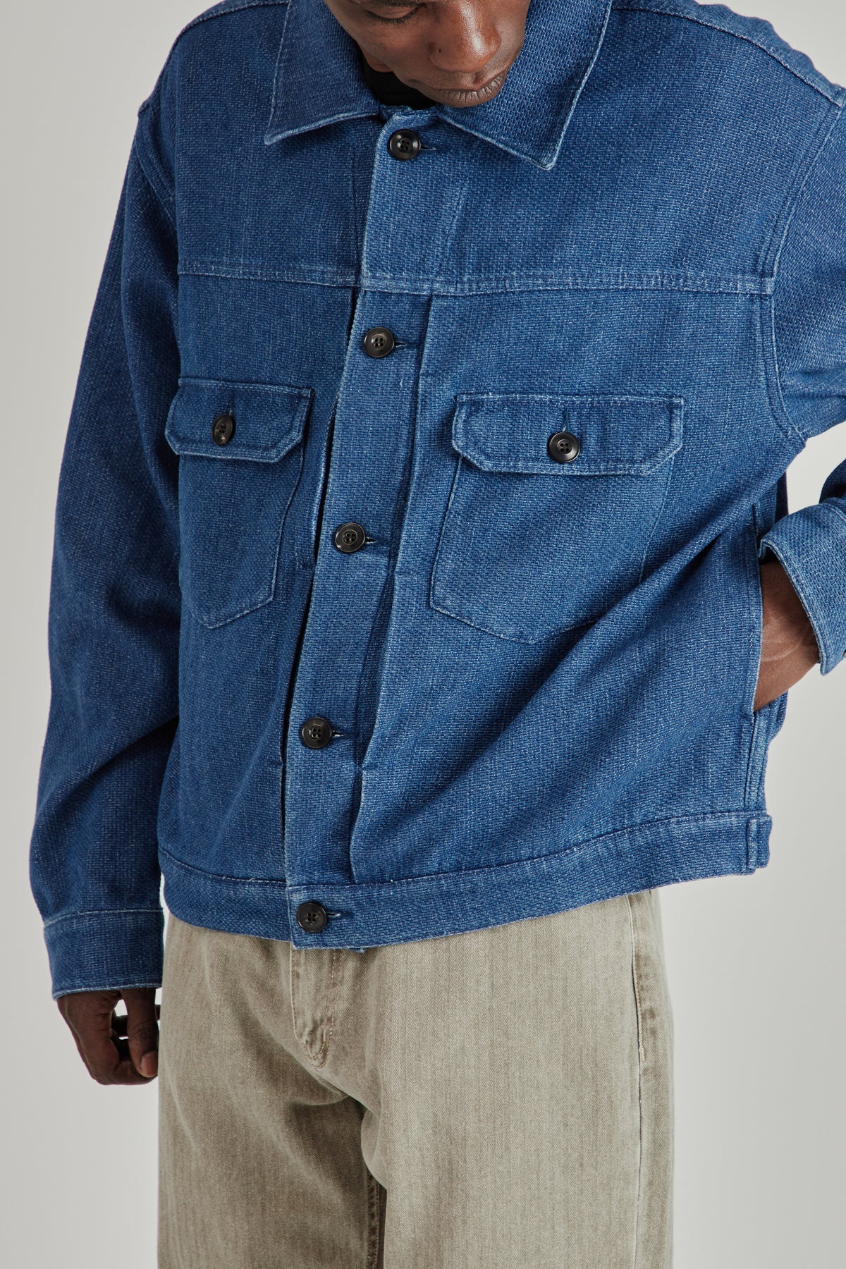 Sashiko Denim Trucket Jacket - Mid Blue