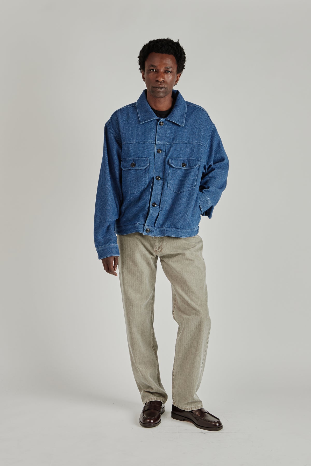 Sashiko Denim Trucket Jacket - Mid Blue