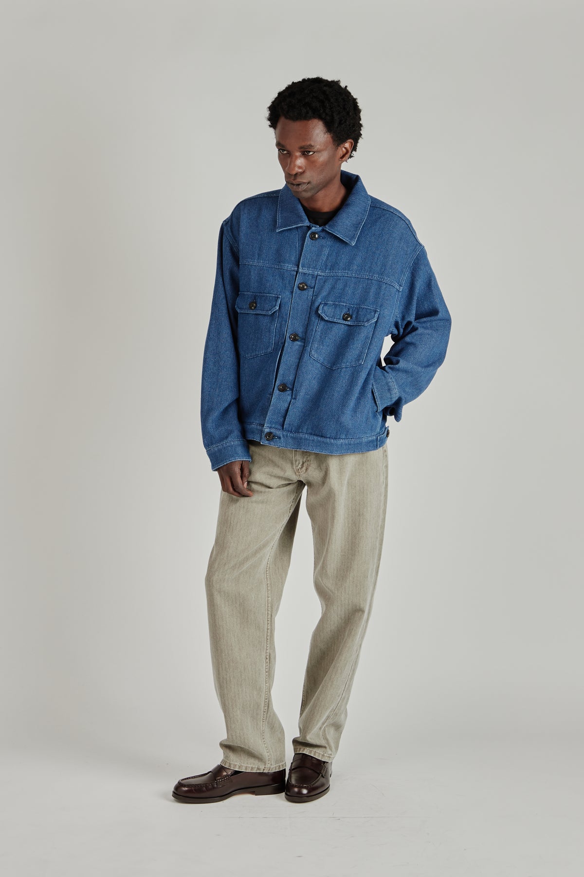 Sashiko Denim Trucket Jacket - Mid Blue